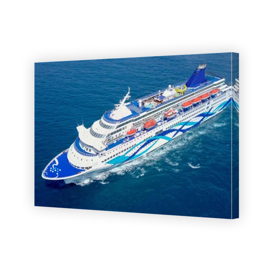 Large cruise ship at sea - Aerial image.