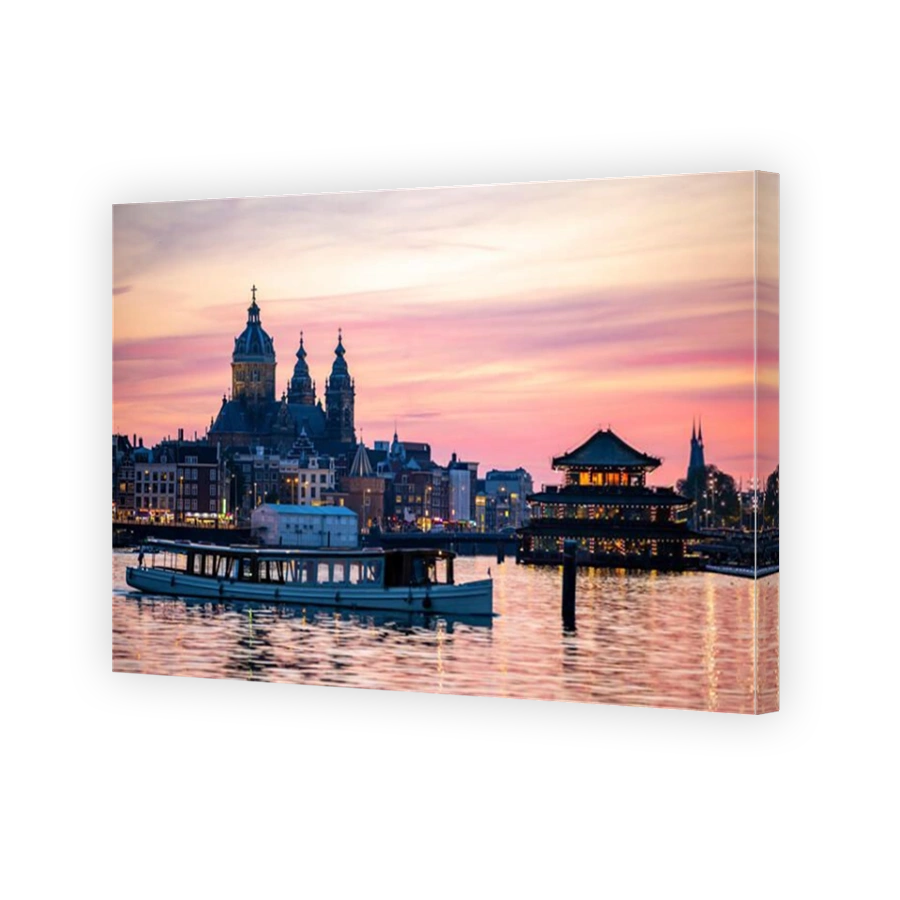 Amsterdam, Netherlands, downtown, St. Nicholas Basilica, restaurant ship, canal cruise,