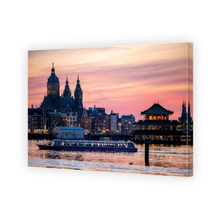 Amsterdam, Netherlands, downtown, St. Nicholas Basilica, restaurant ship, canal cruise,