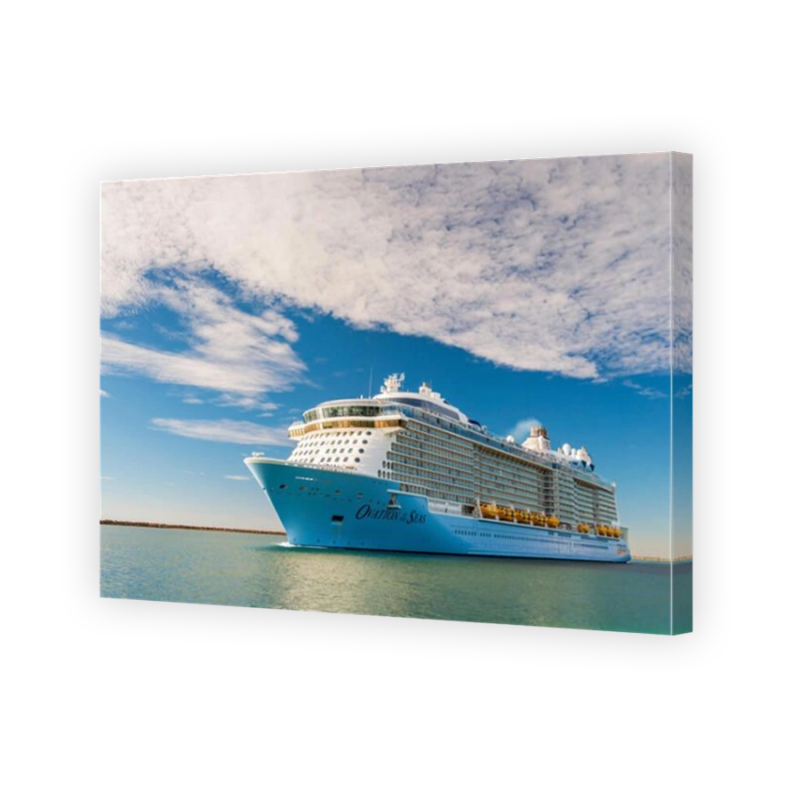 Port Adelaide, South Australia, February 14, 2017:  MS Ovation of the Seas cruise ship leaving Outer Harbour. It is third ship in the Quantum Class of