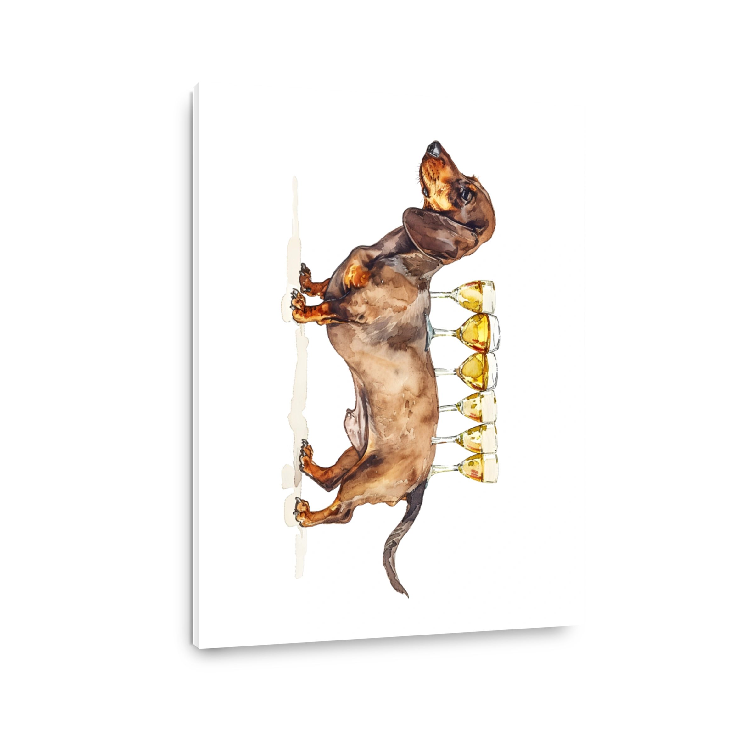 Dachshund with Champagne Glasses