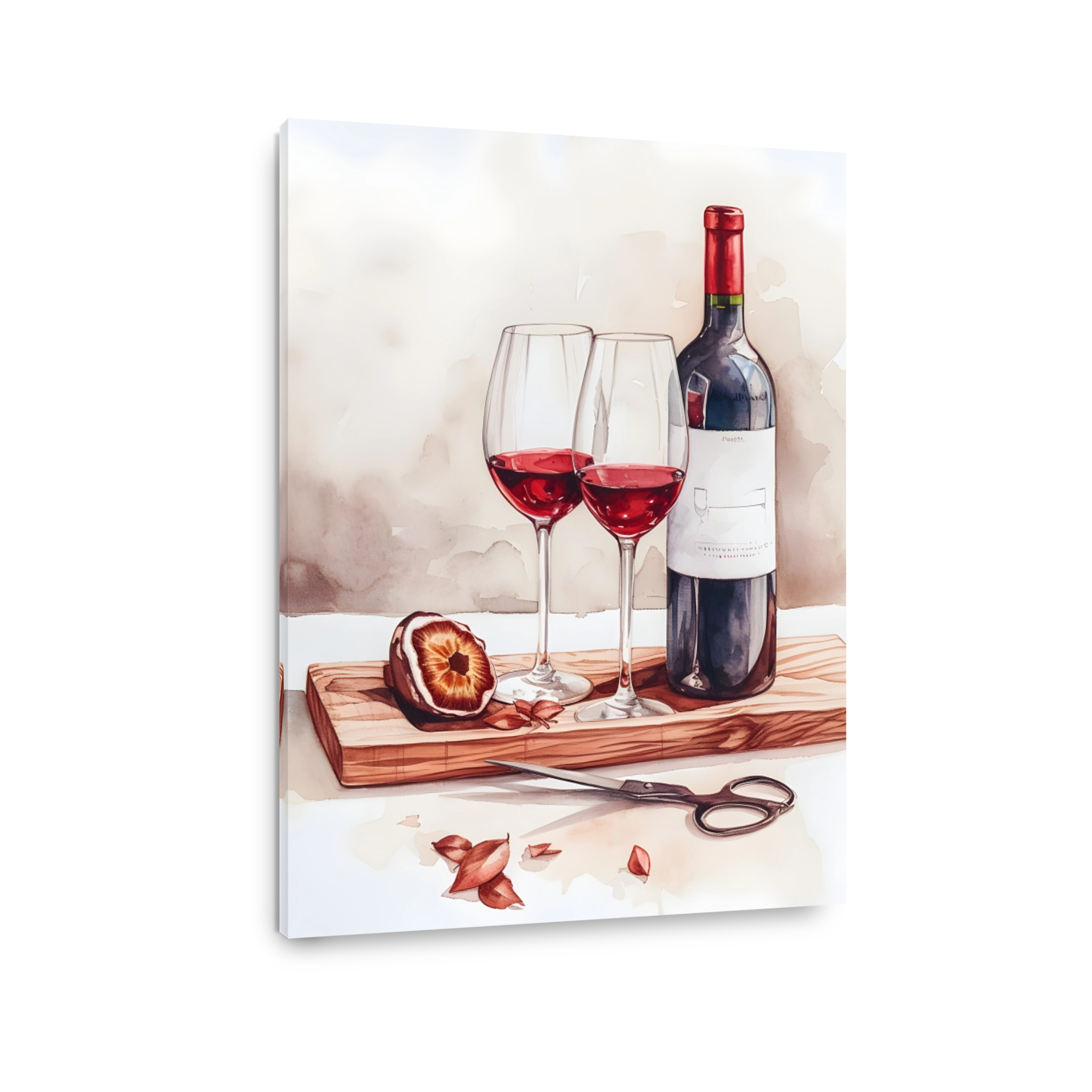 Elegant Wine Still Life Watercolor