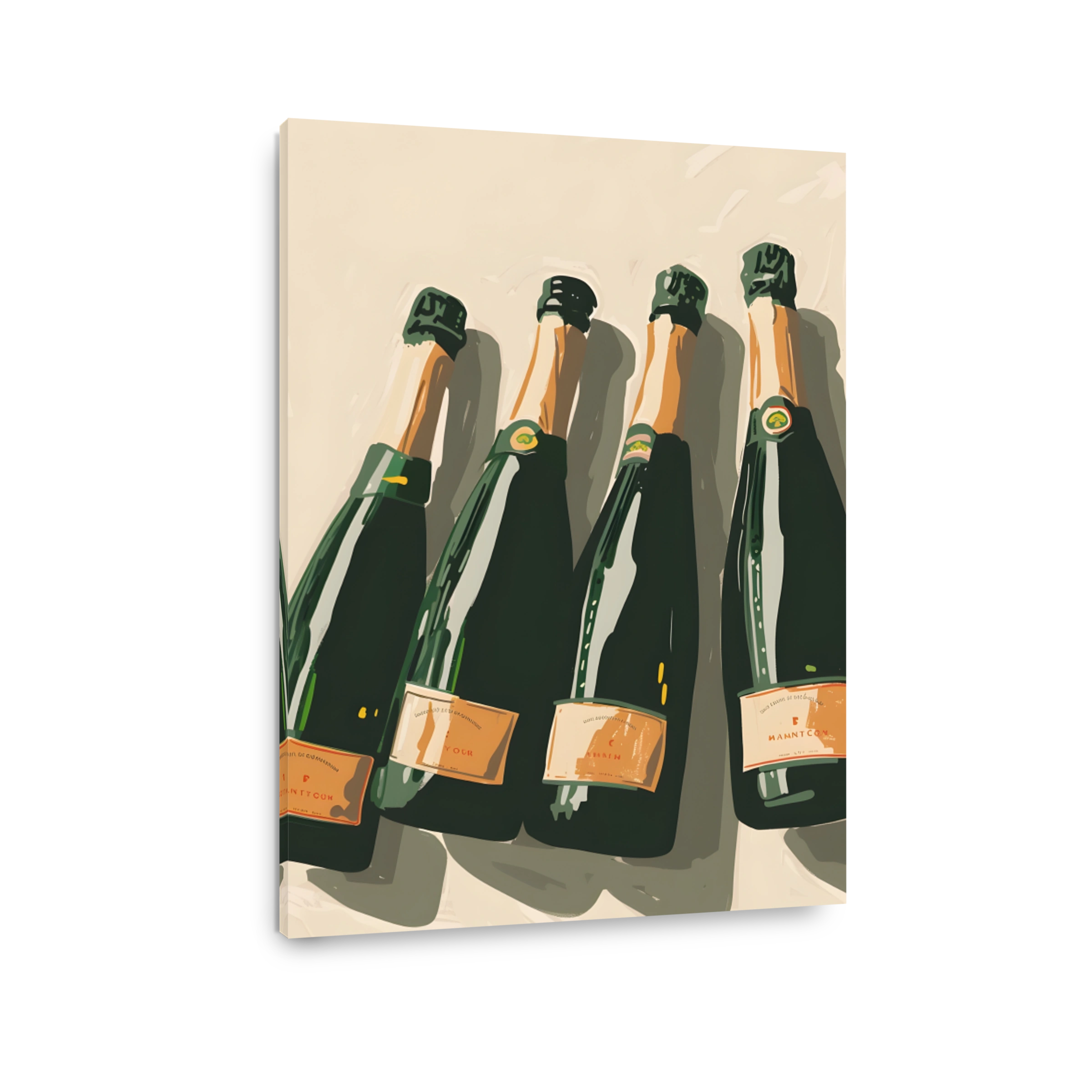 Four Elegant Champagne Bottles