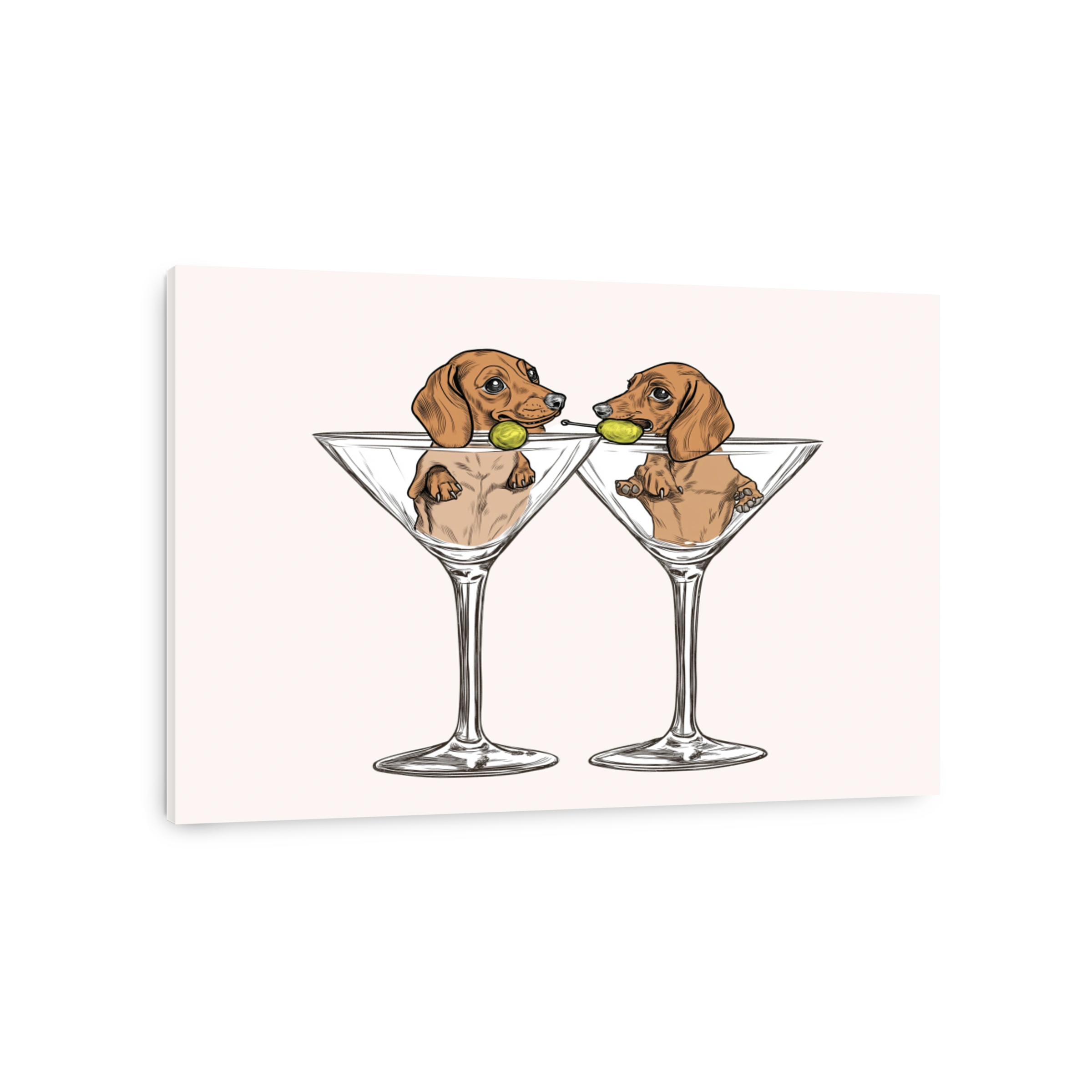 Playful Dachshunds in Martini Glasses