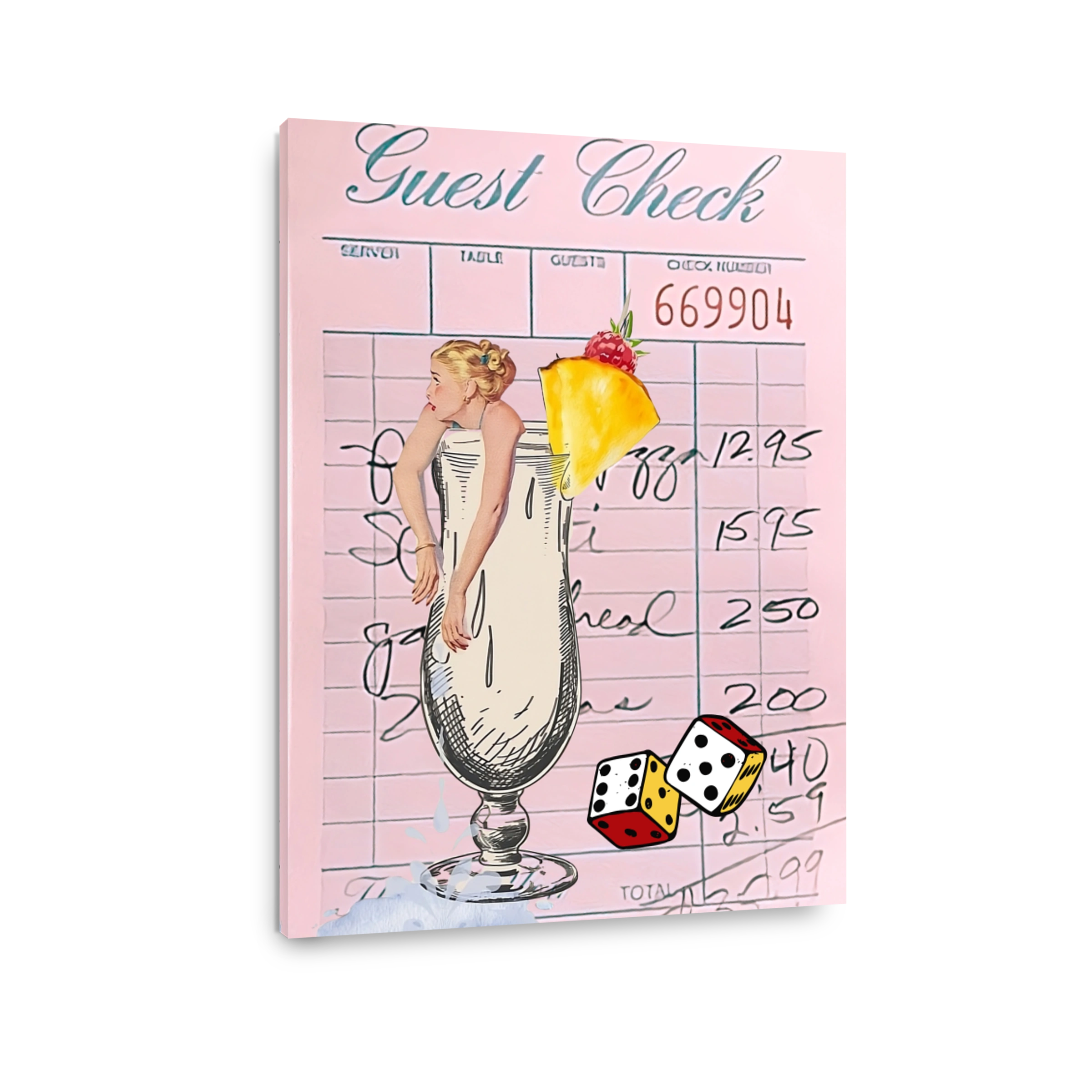 Retro Woman Cocktail Glass Art