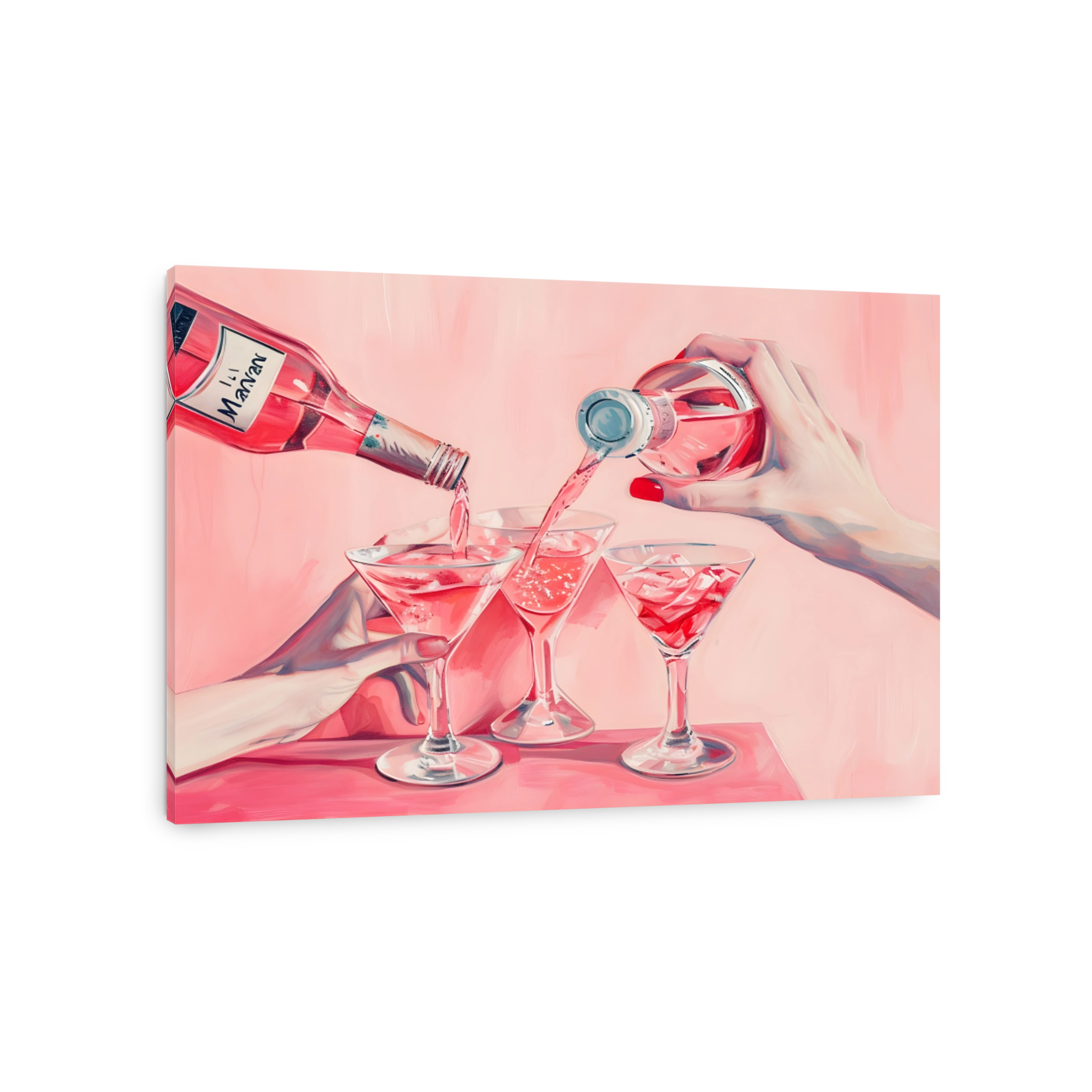 Pink Cocktails Being Poured