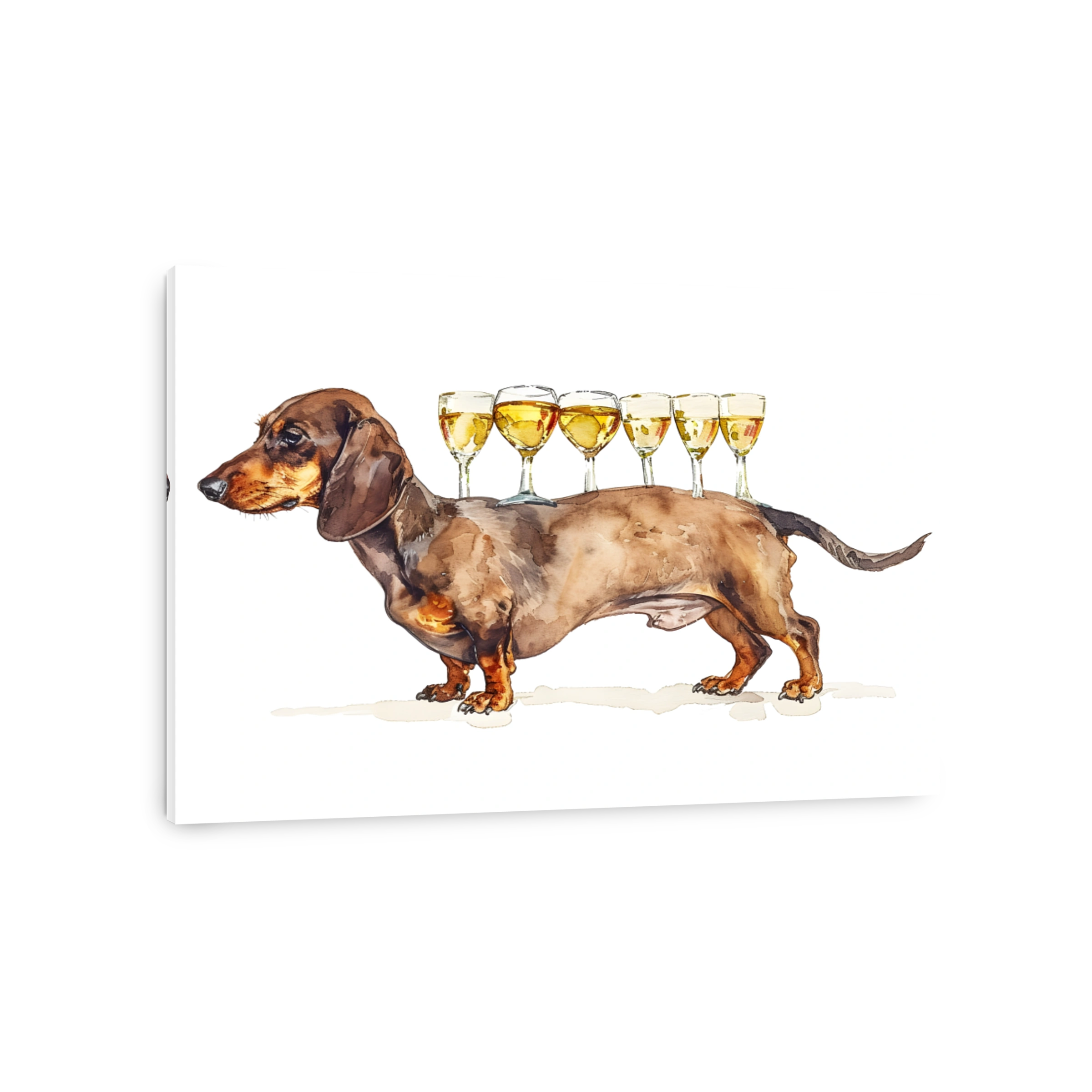 Dachshund Balancing Wine Glasses
