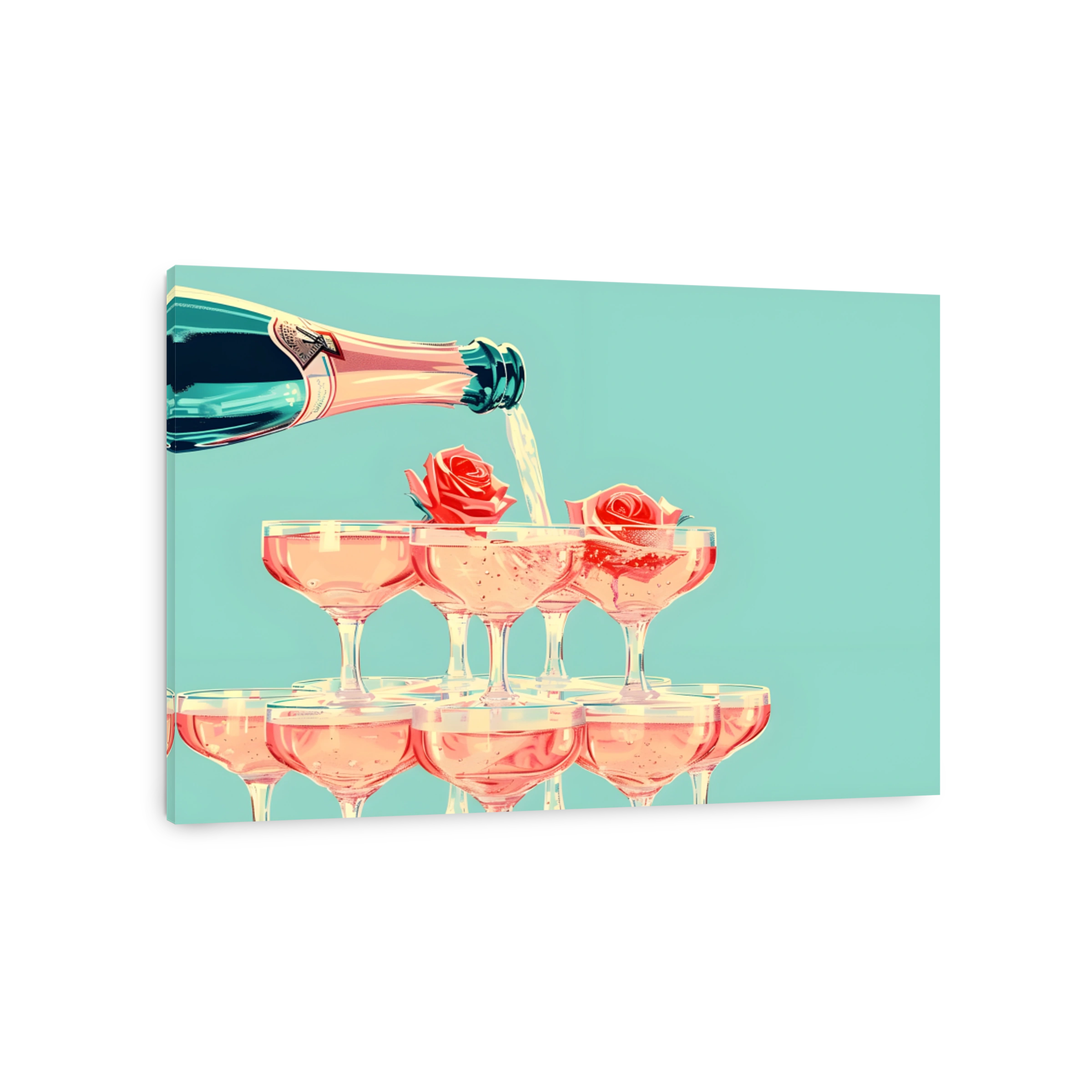 Champagne Tower with Roses