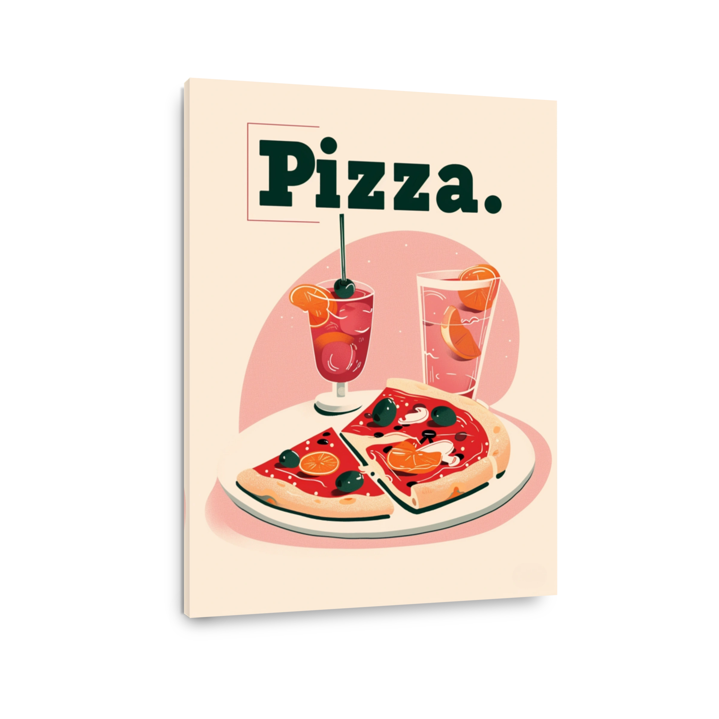 Vibrant Pizza and Drinks Illustration