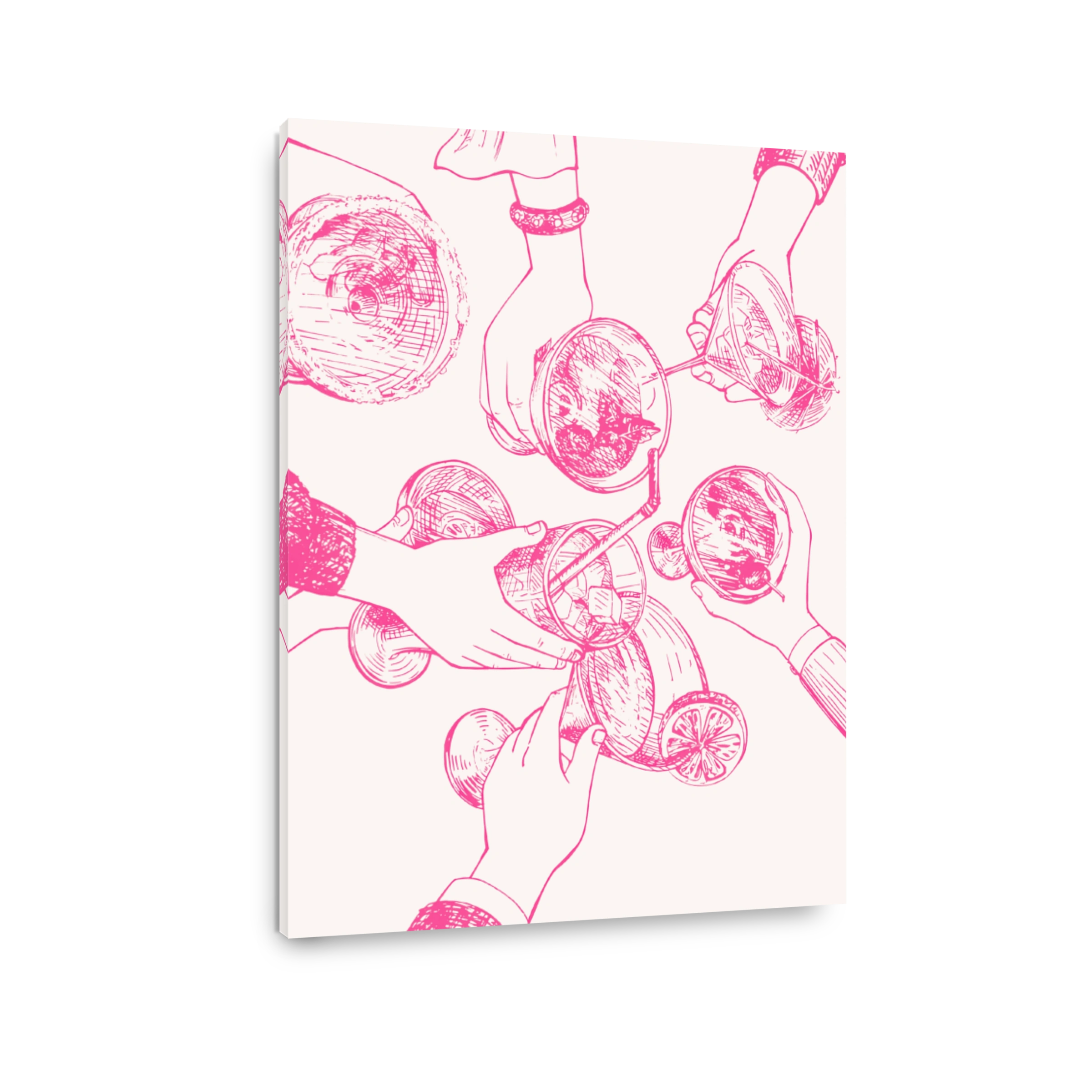 Cheers to Cocktails: A Pink Line Drawing