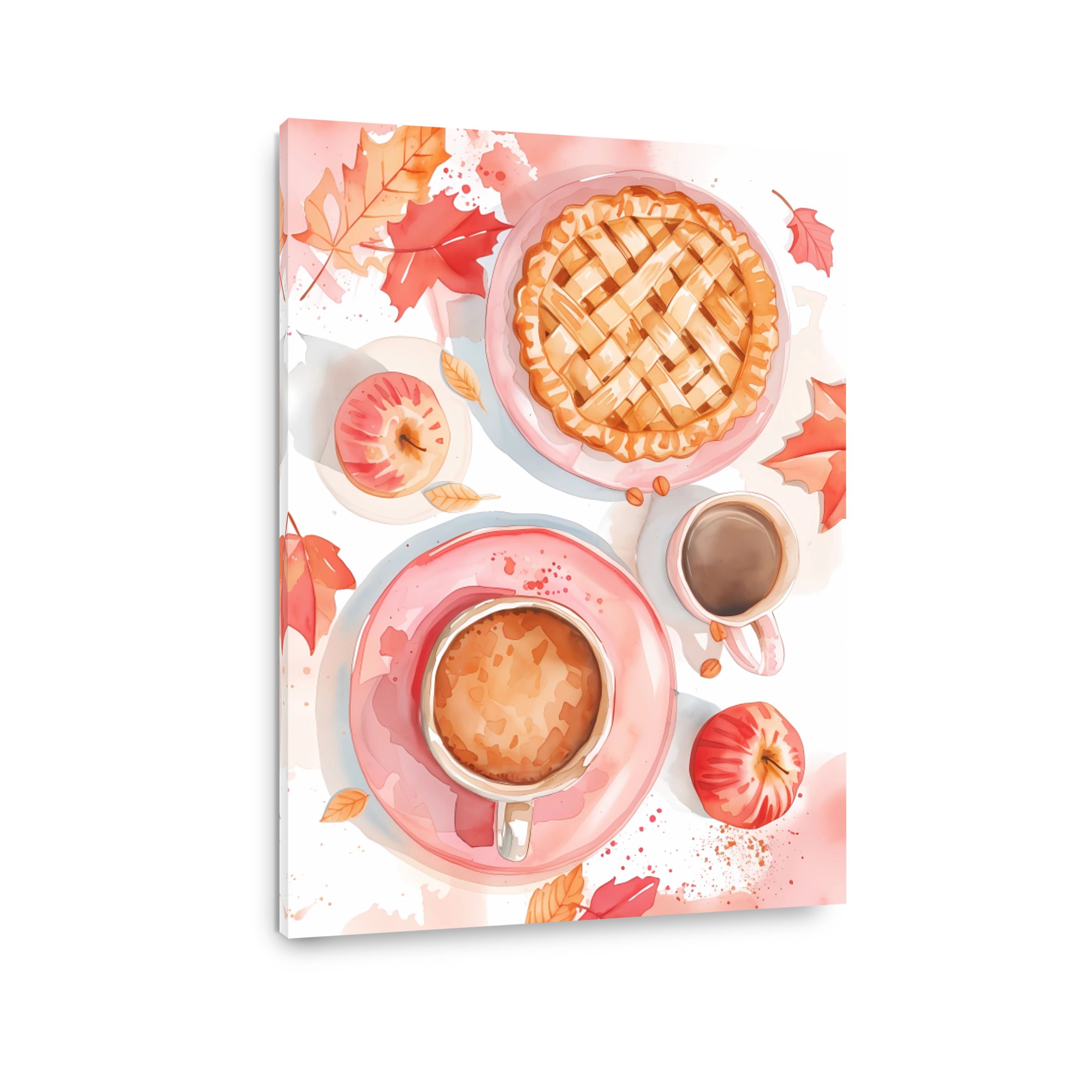 Cozy Apple Pie and Coffee Watercolour
