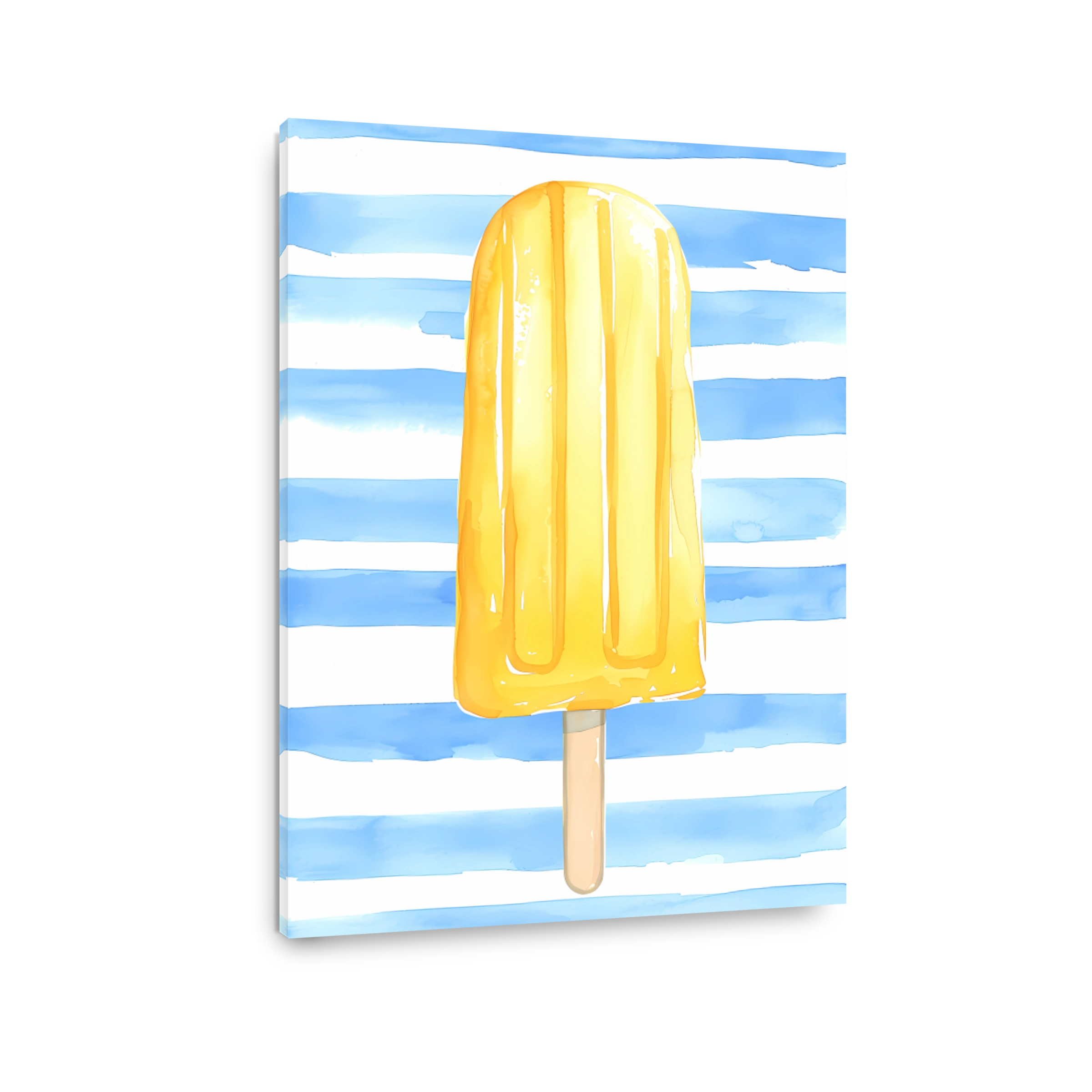 Yellow Popsicle on Blue Stripes