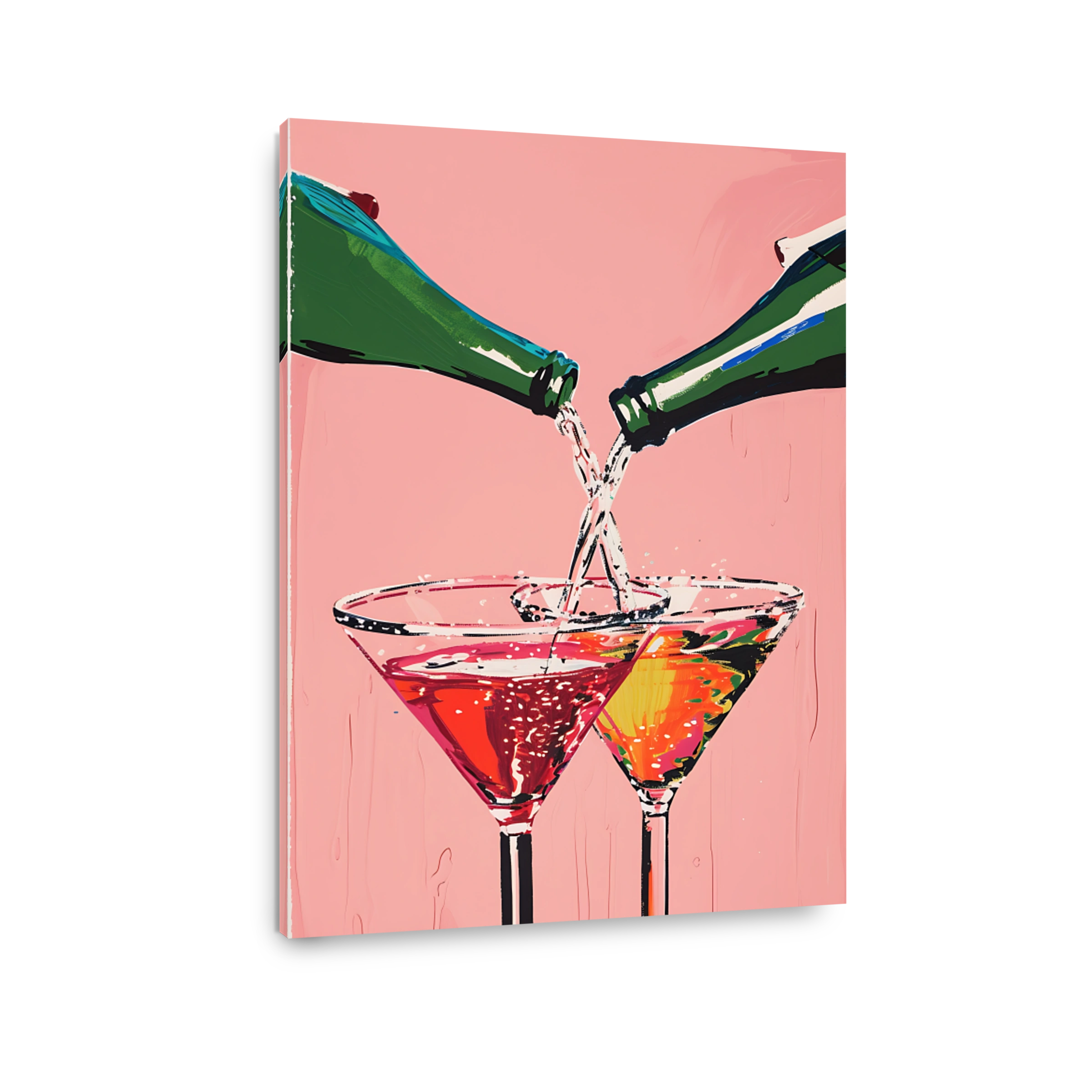 Cocktails Poured into Martini Glasses