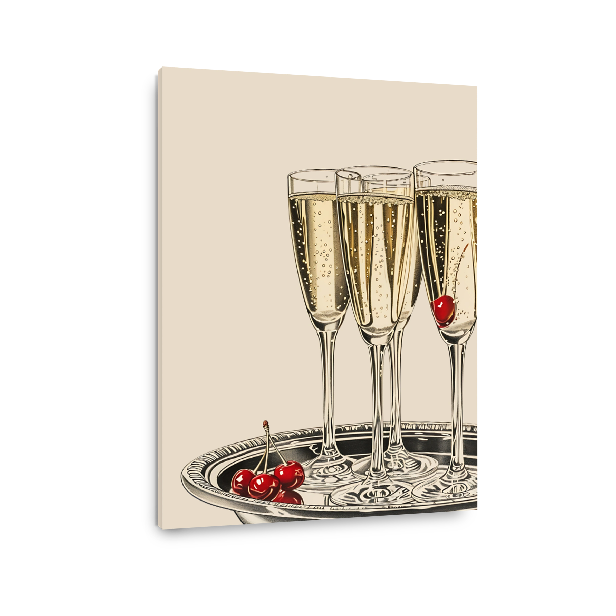 Champagne Flutes with Cherries