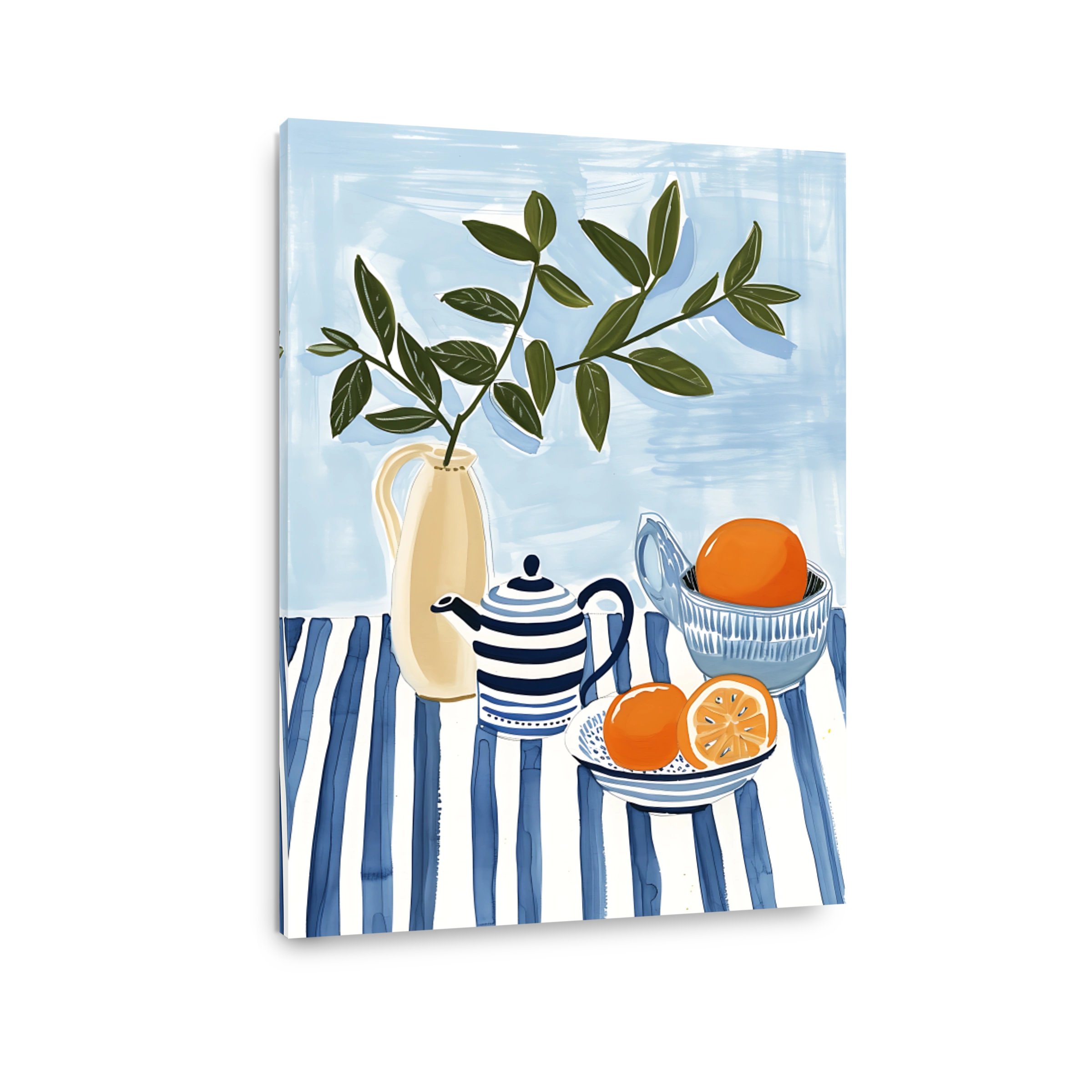 Refreshing Still Life with Oranges and Teaware
