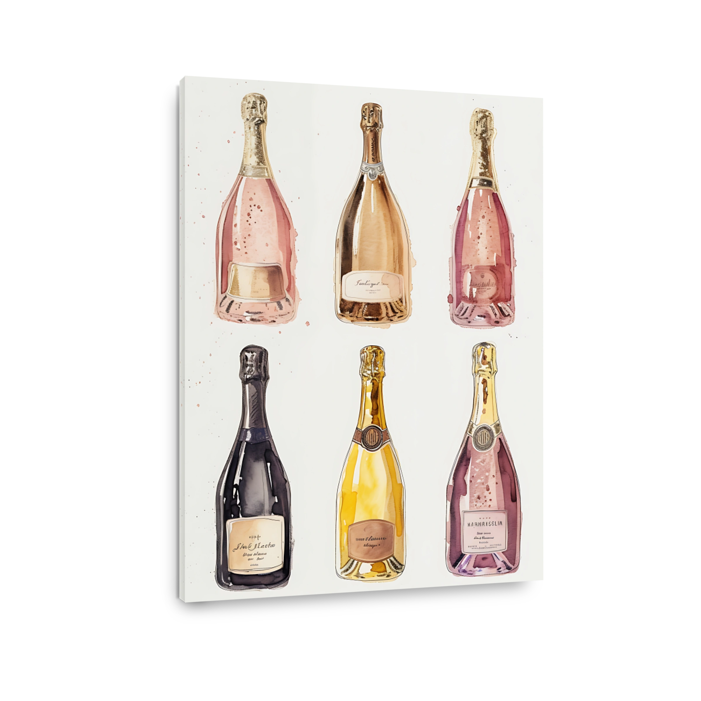 Elegant Champagne Bottle Watercolour Art