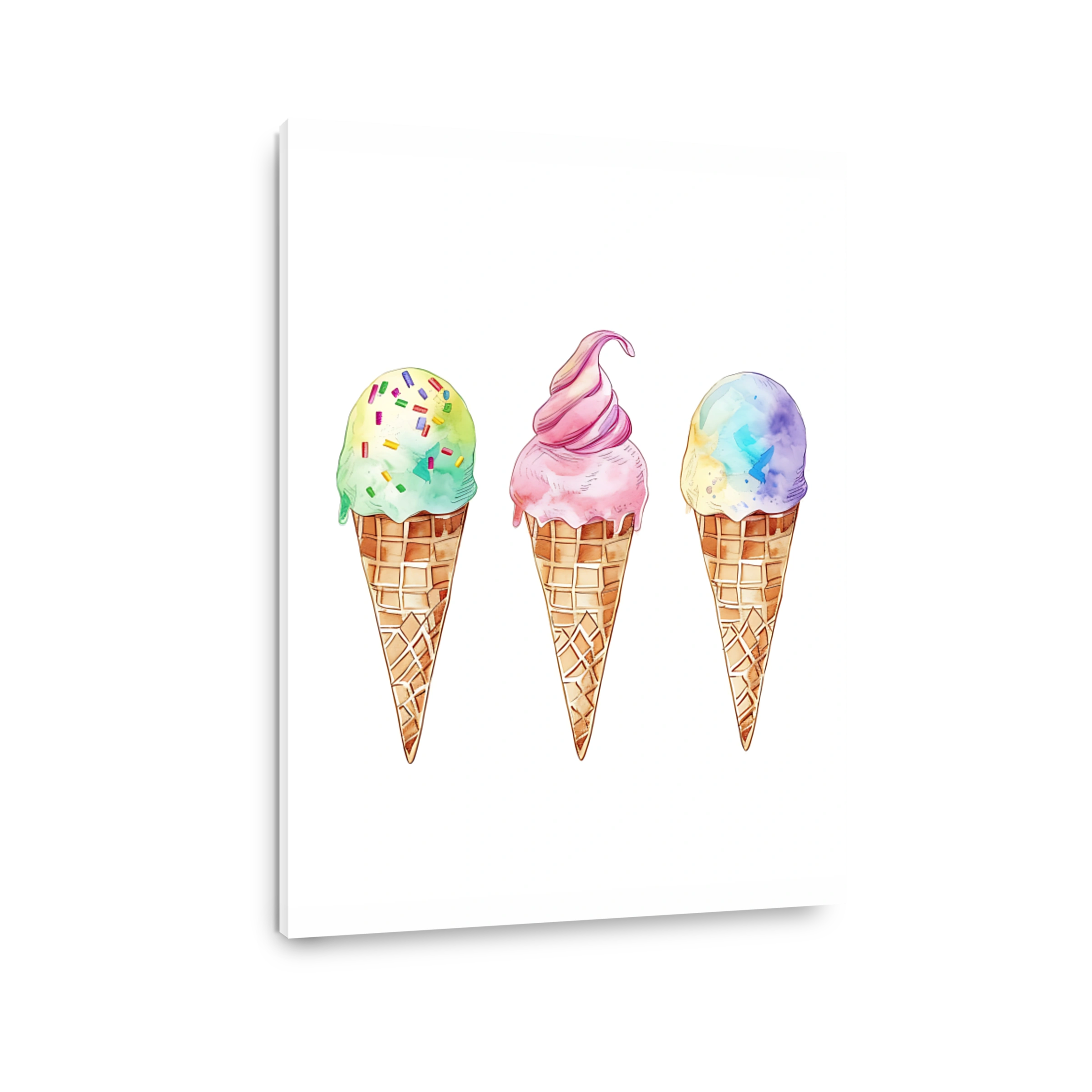 Playful Watercolour Ice Cream Cones