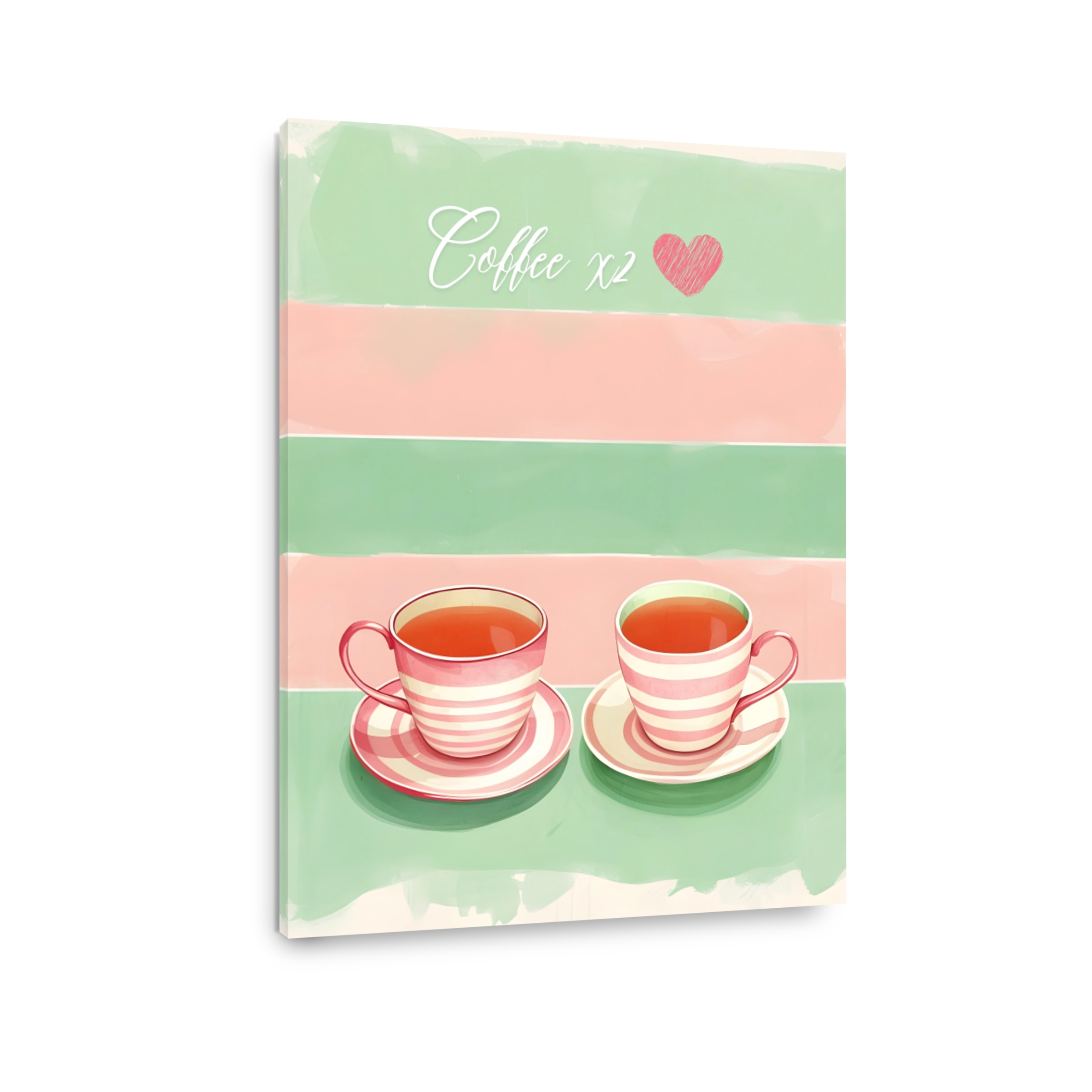Two Pink Coffee Cups with Heart