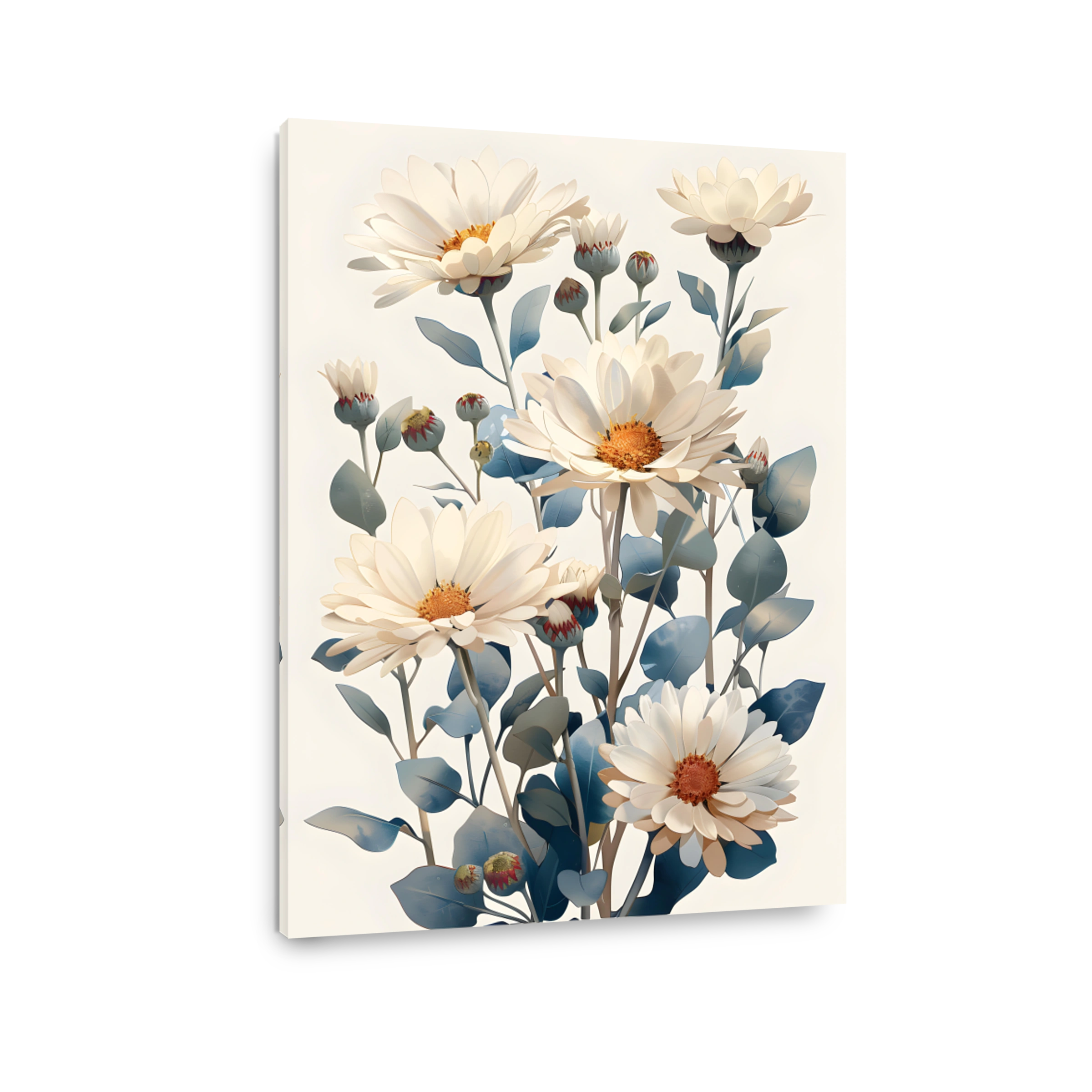 Elegant White Daisies with Blue Foliage