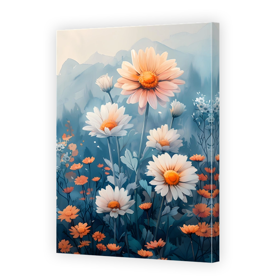 Vibrant Daisies in a Serene Landscape