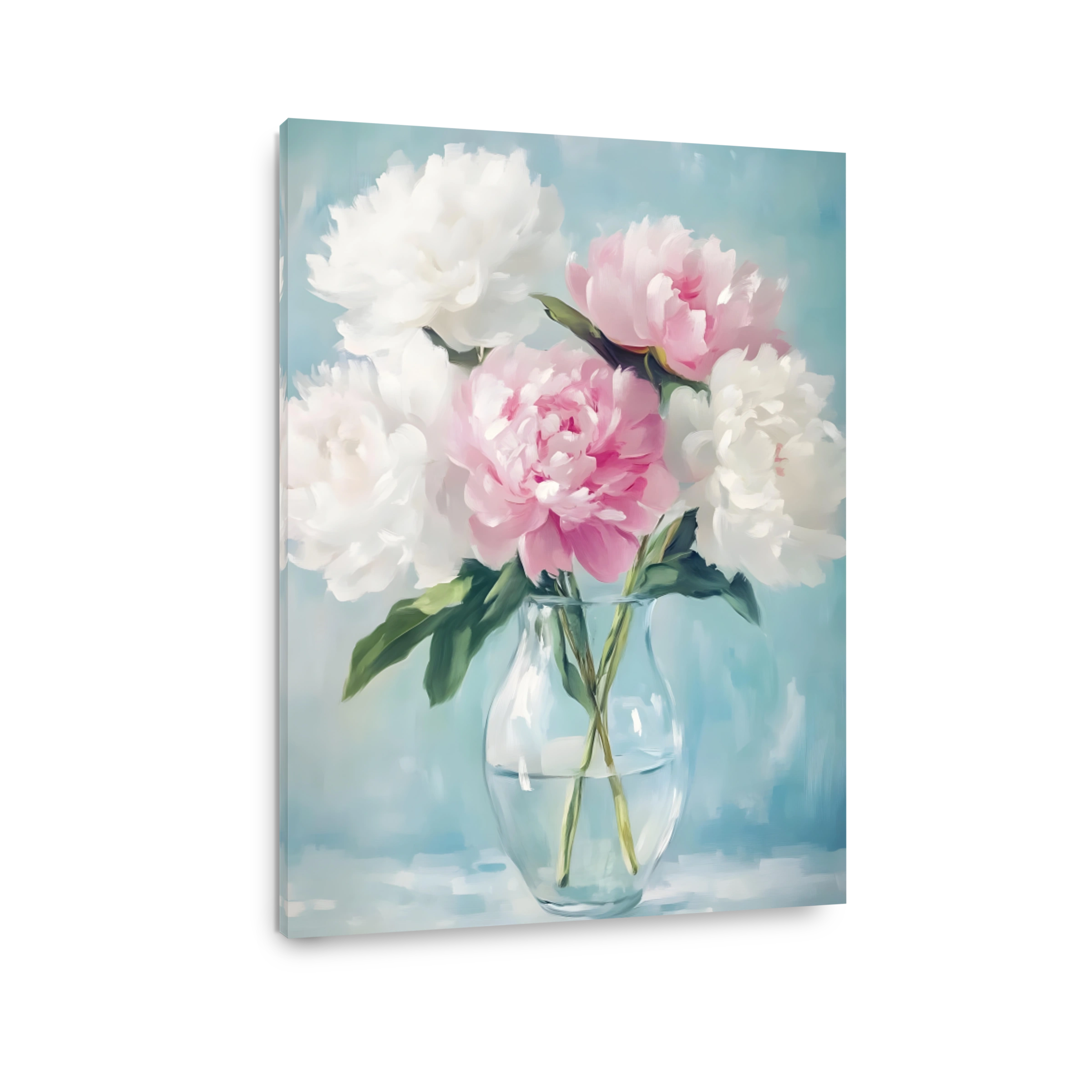 Soft Peonies in a Glass Vase