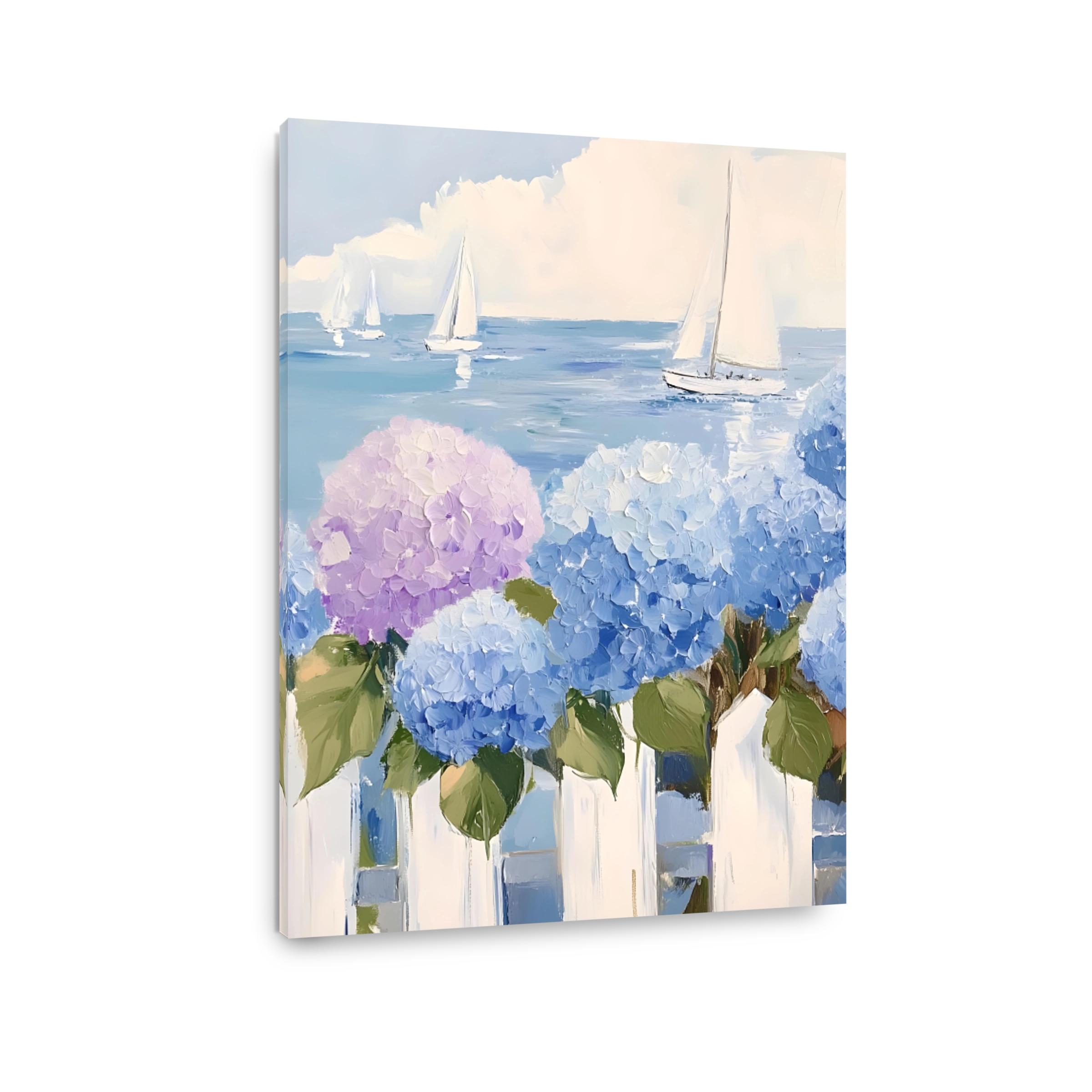 Hydrangeas and Sailboats by the Sea