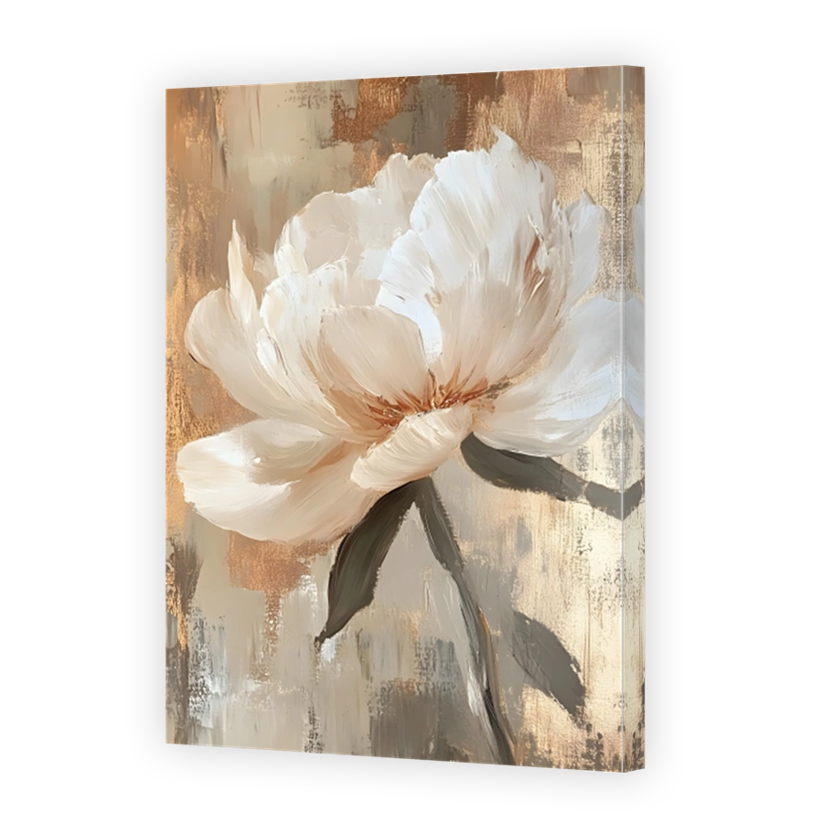 Textured White Peony Oil Painting