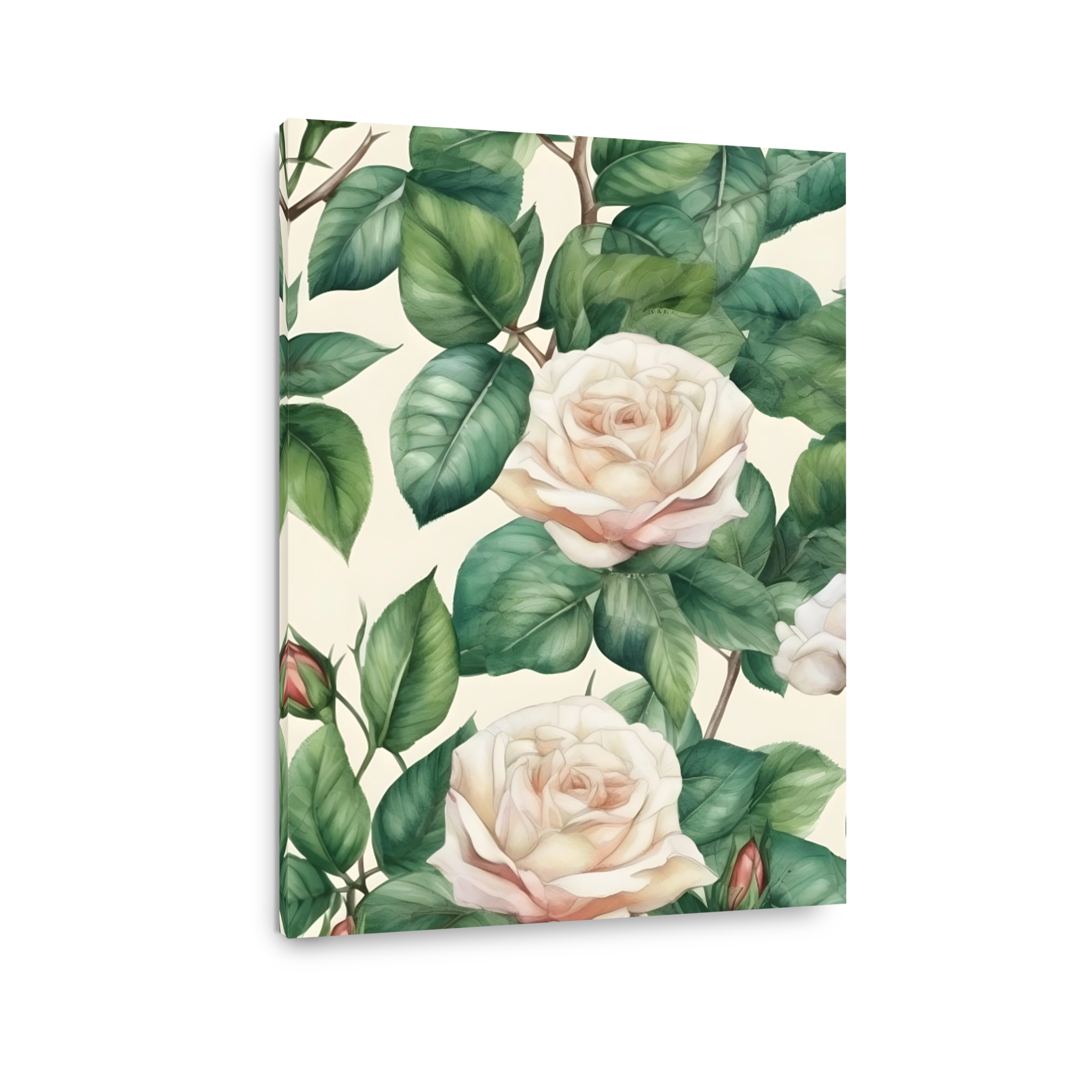 Delicate Watercolour Roses and Leaves