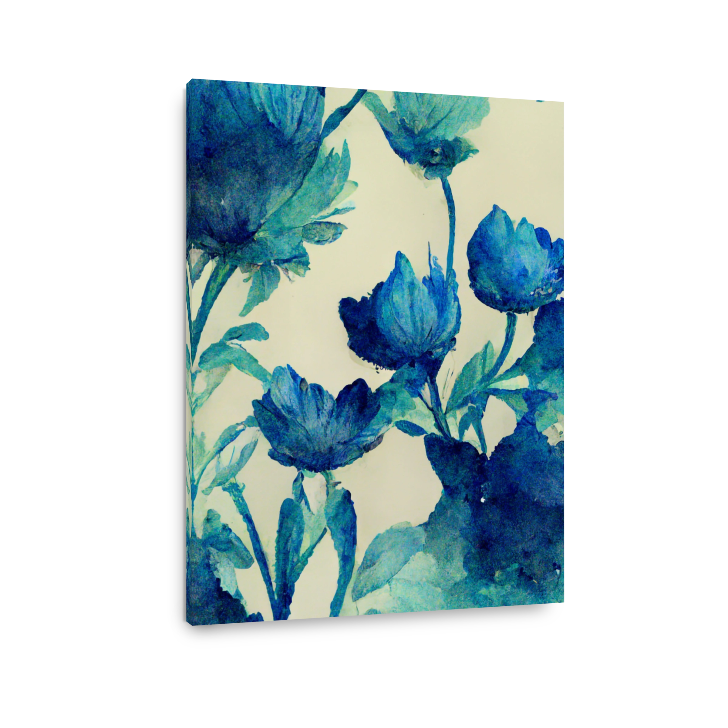 Serene Blue Floral Watercolour Art