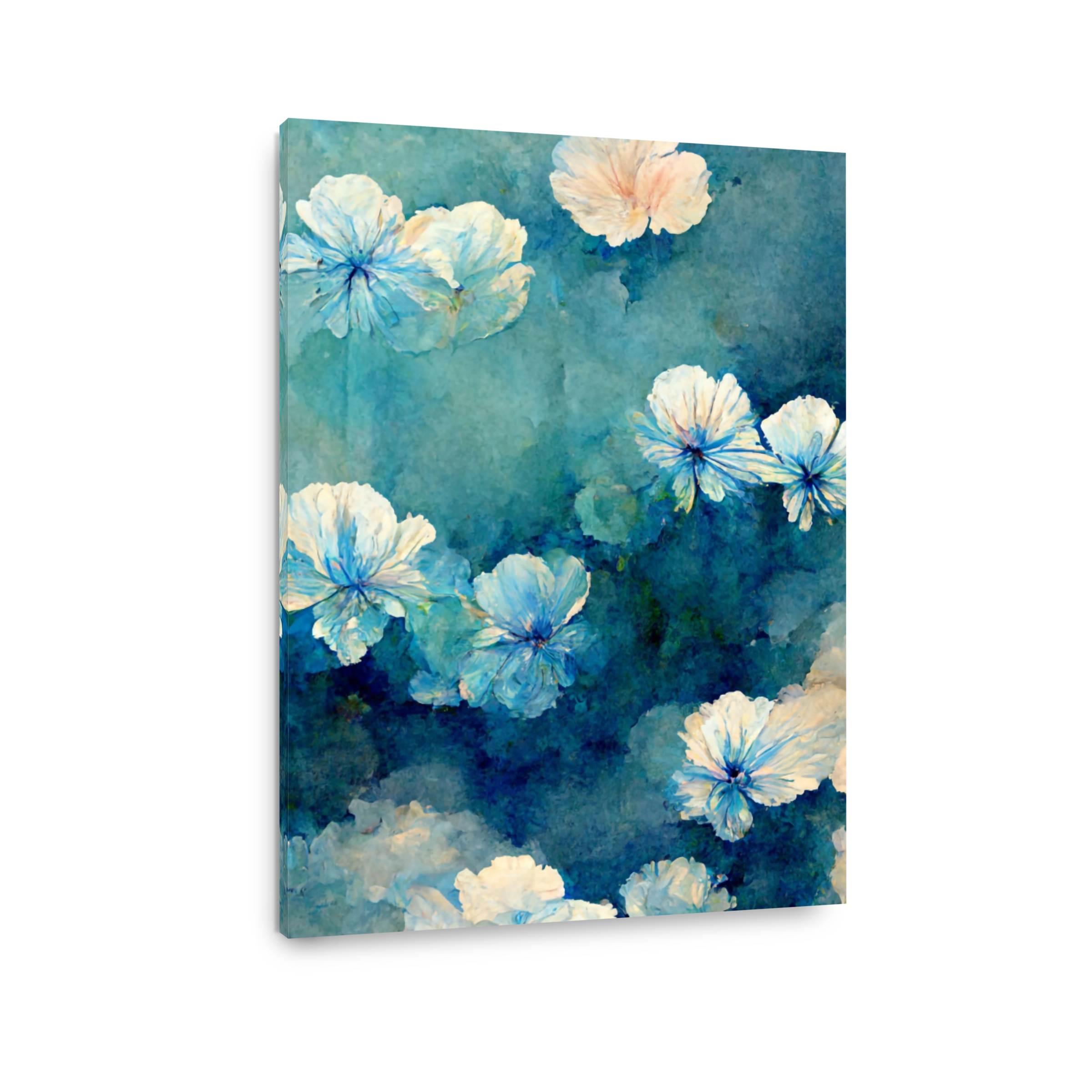Tranquil Blue and White Floral Watercolour