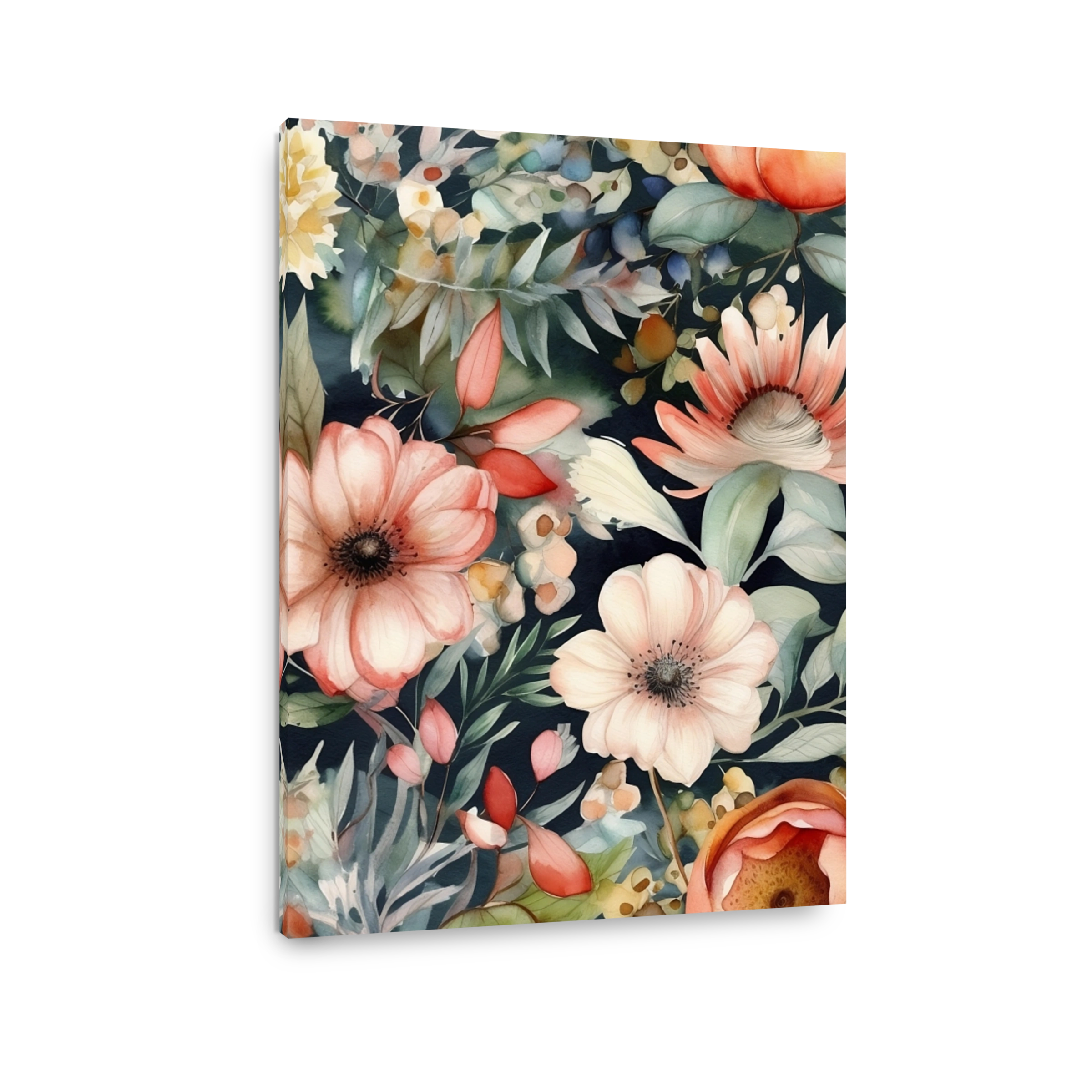 Peach and Cream Floral Watercolour Art