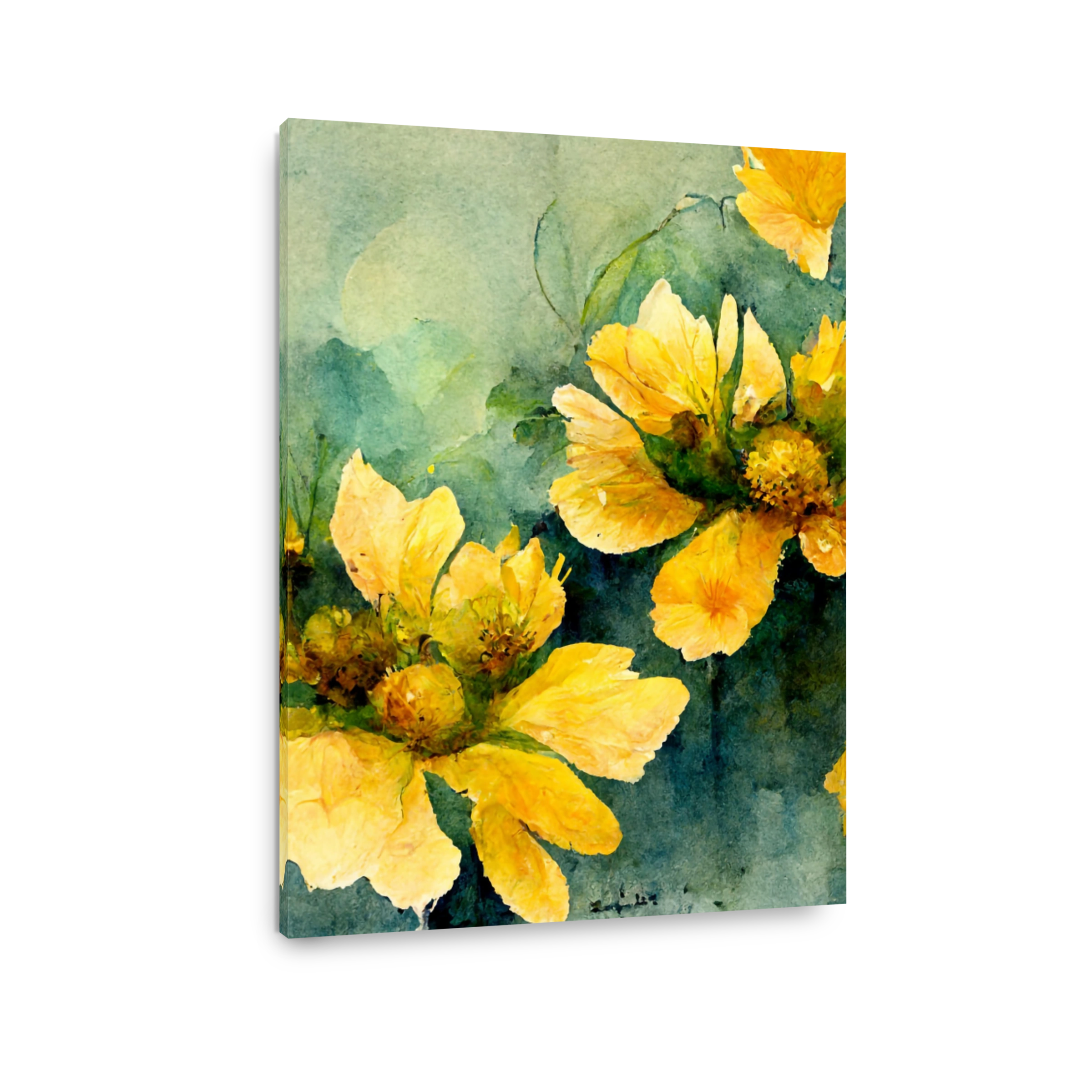 Vibrant Yellow Flowers in Watercolour