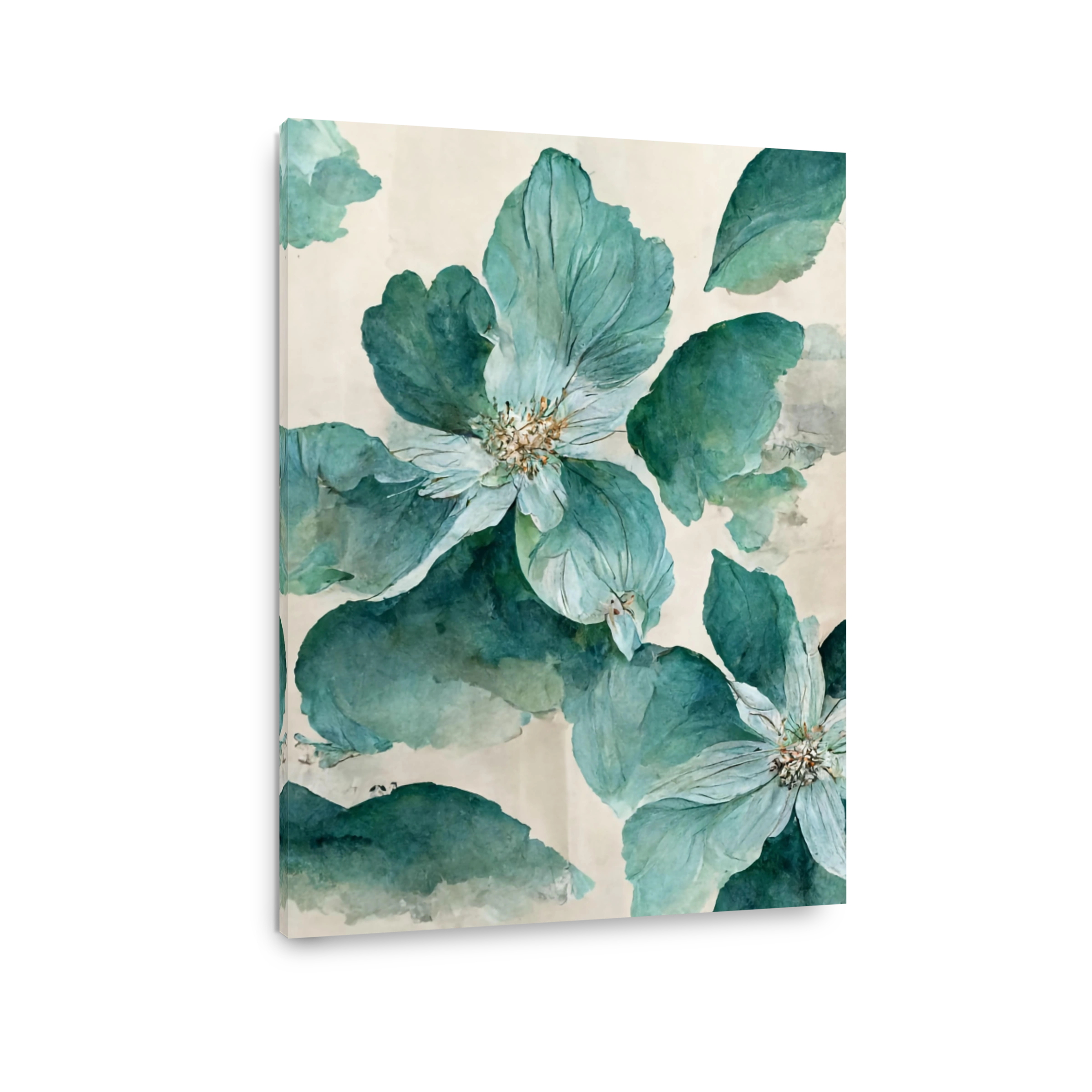Teal Floral Watercolour Art