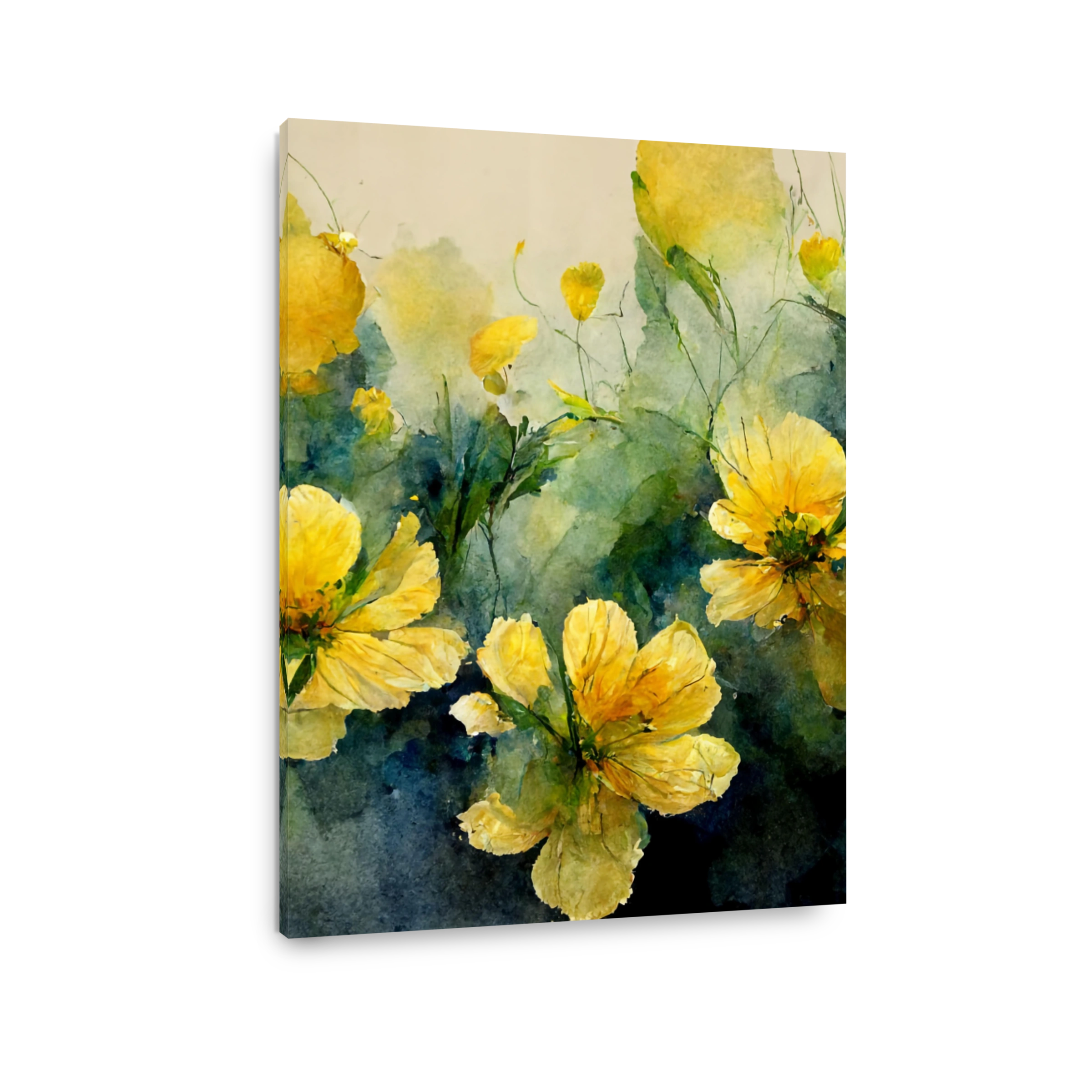 Vibrant Yellow Flowers Watercolour Art
