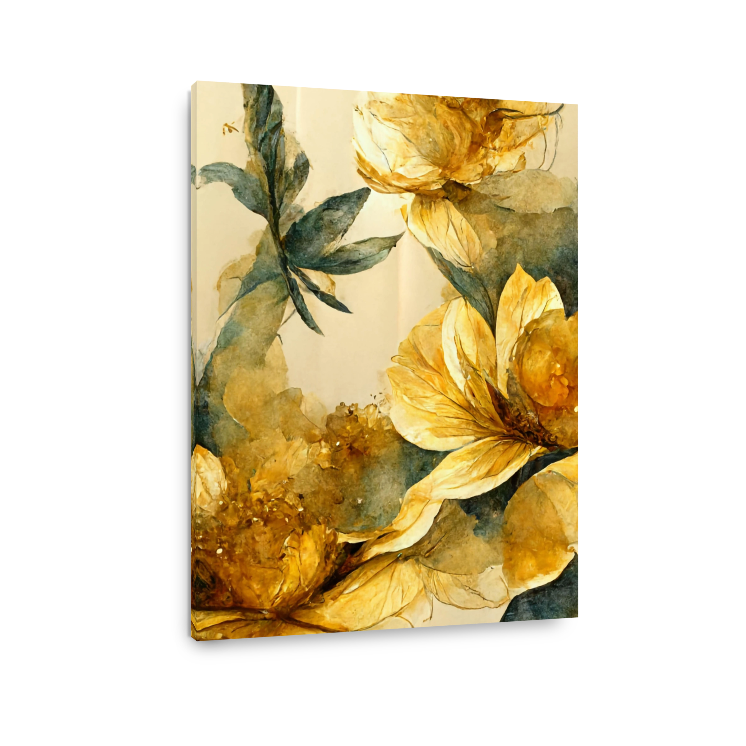 Elegant Golden Yellow Floral Watercolour