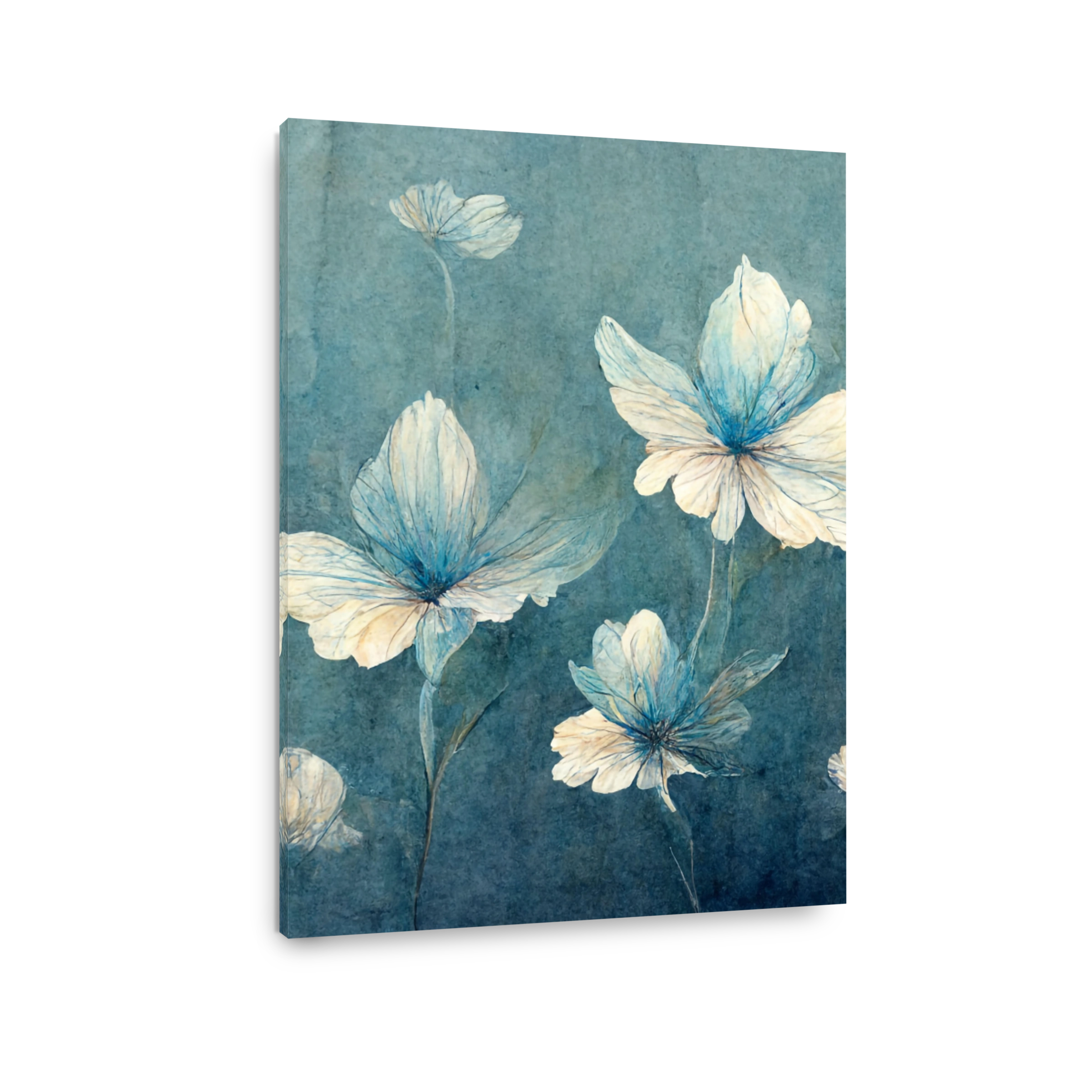 Delicate Blue and White Watercolour Flowers