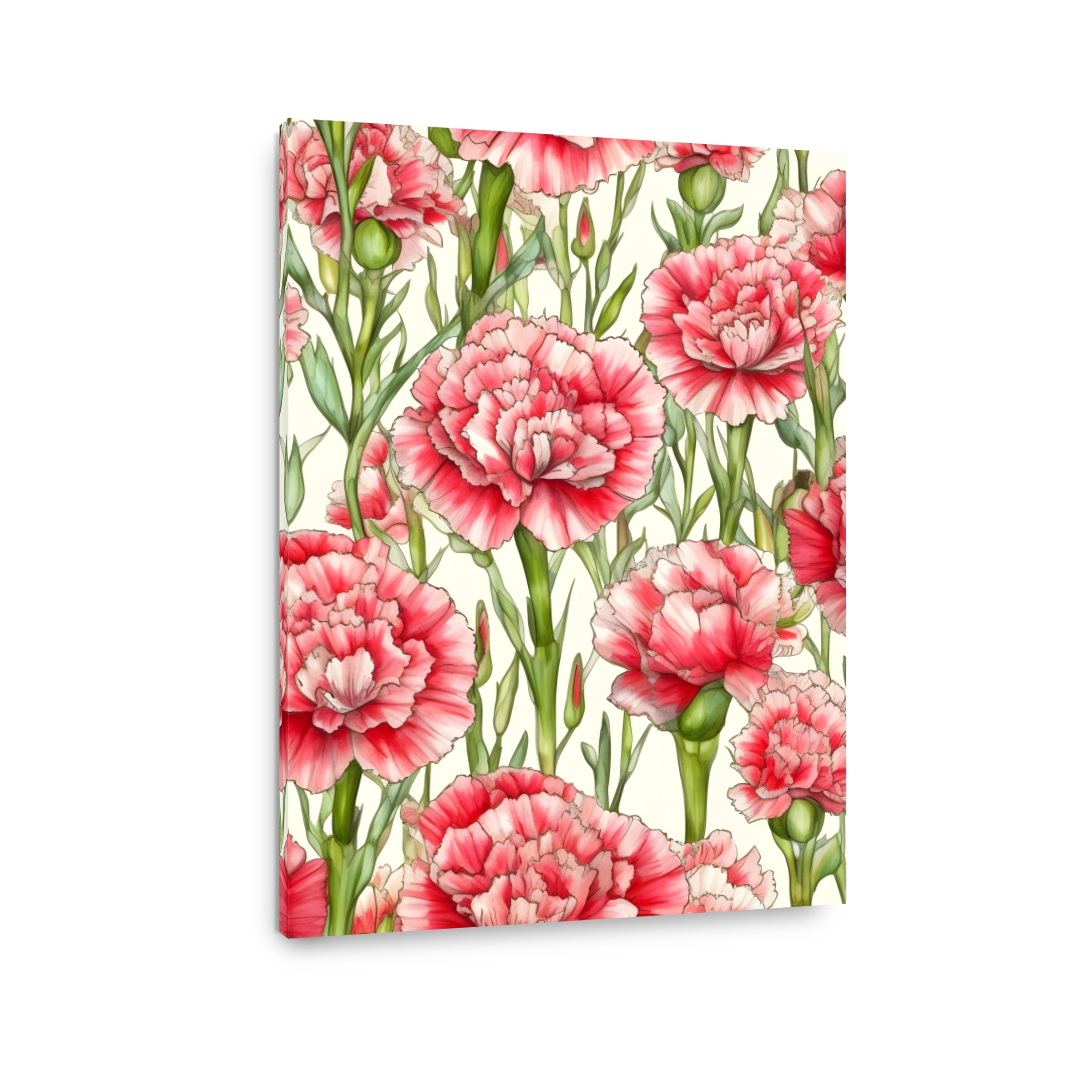 Vibrant Pink Carnations Watercolour Art