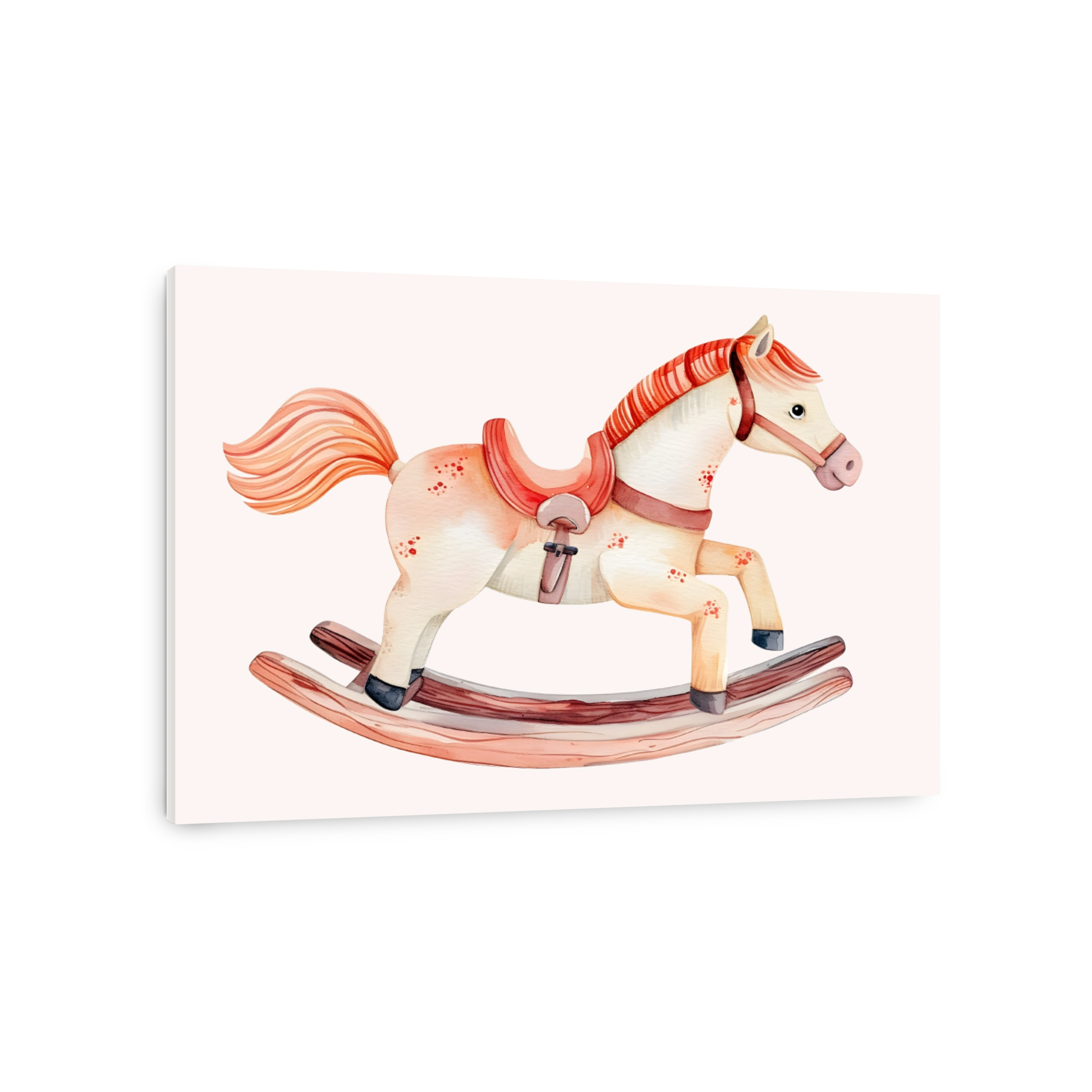 Whimsical Watercolour Rocking Horse Art