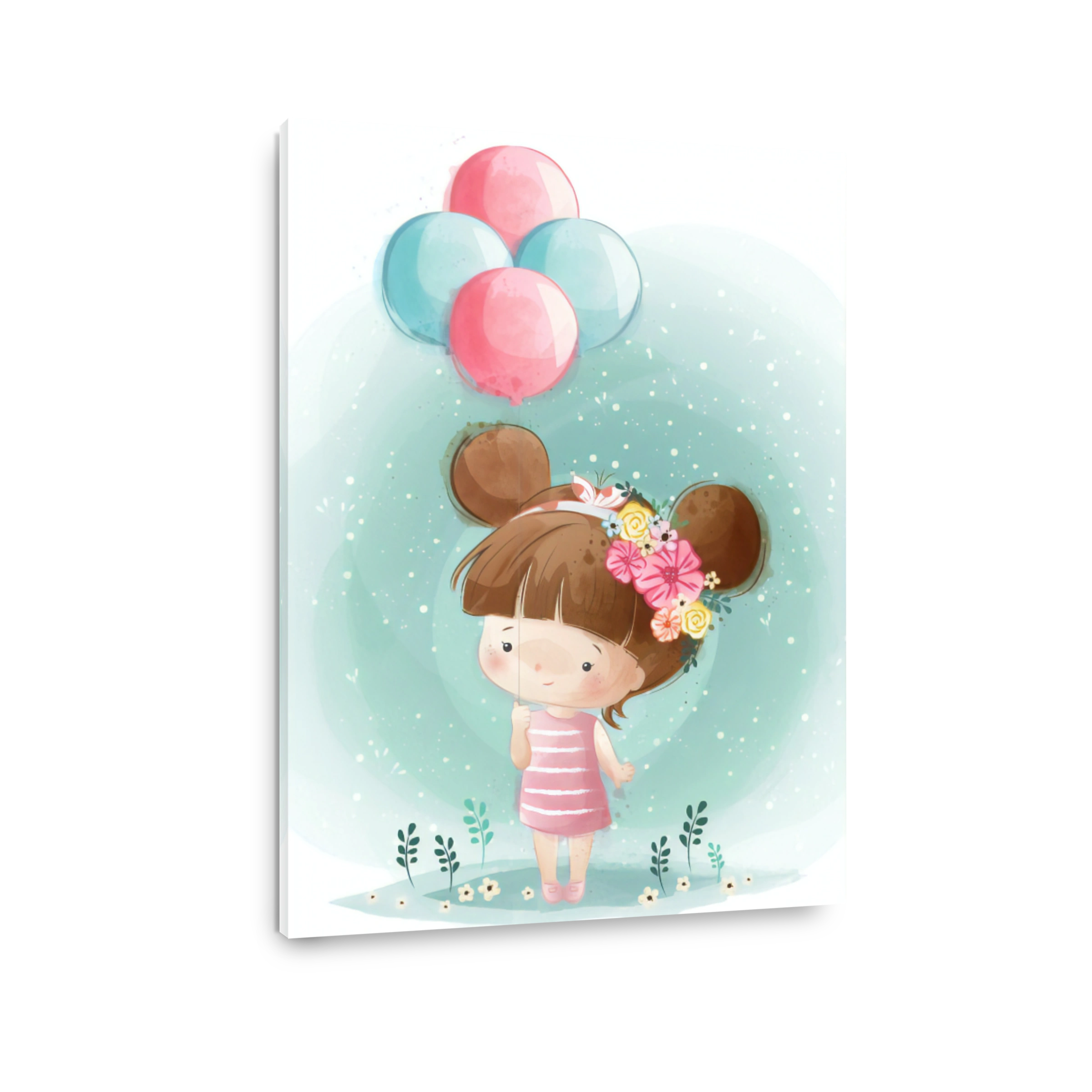 Whimsical Girl with Balloons Digital Art