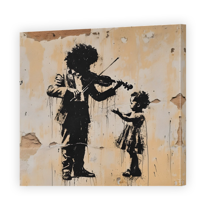 Musician and Child Stencil Art