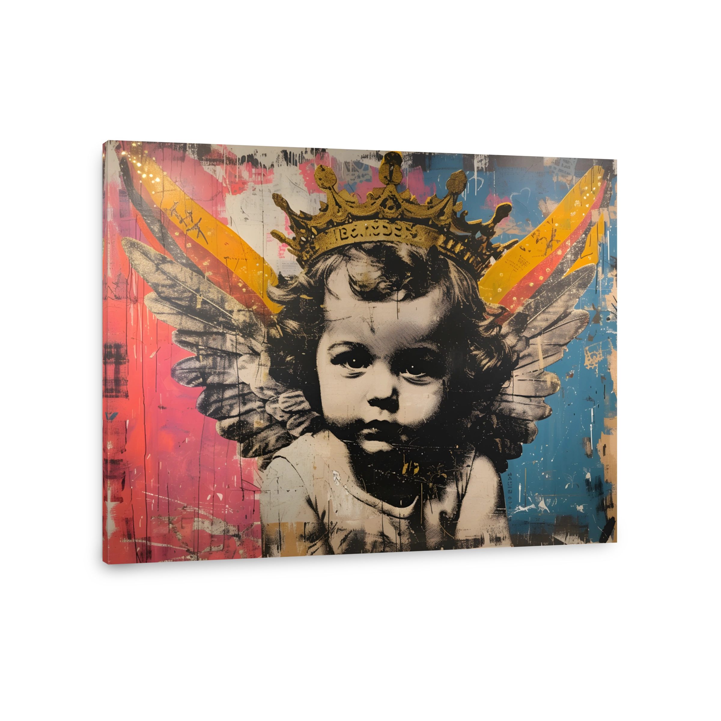 Child with Wings and Crown Street Art
