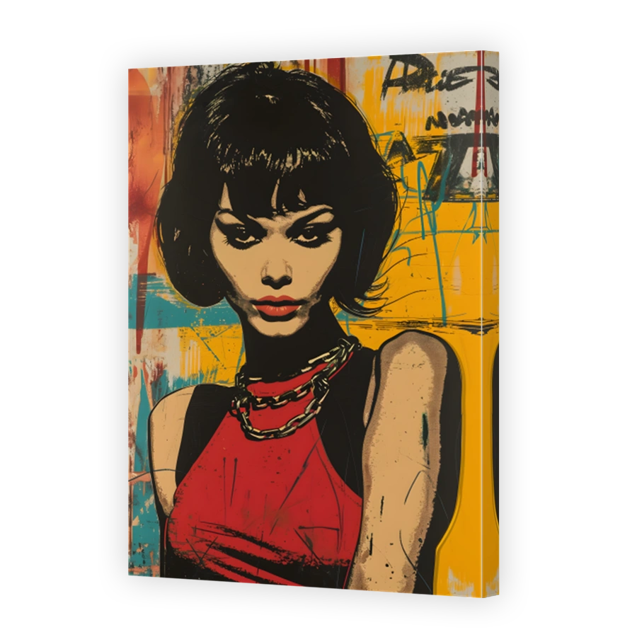 Intense Woman Portrait in Mixed Media Style