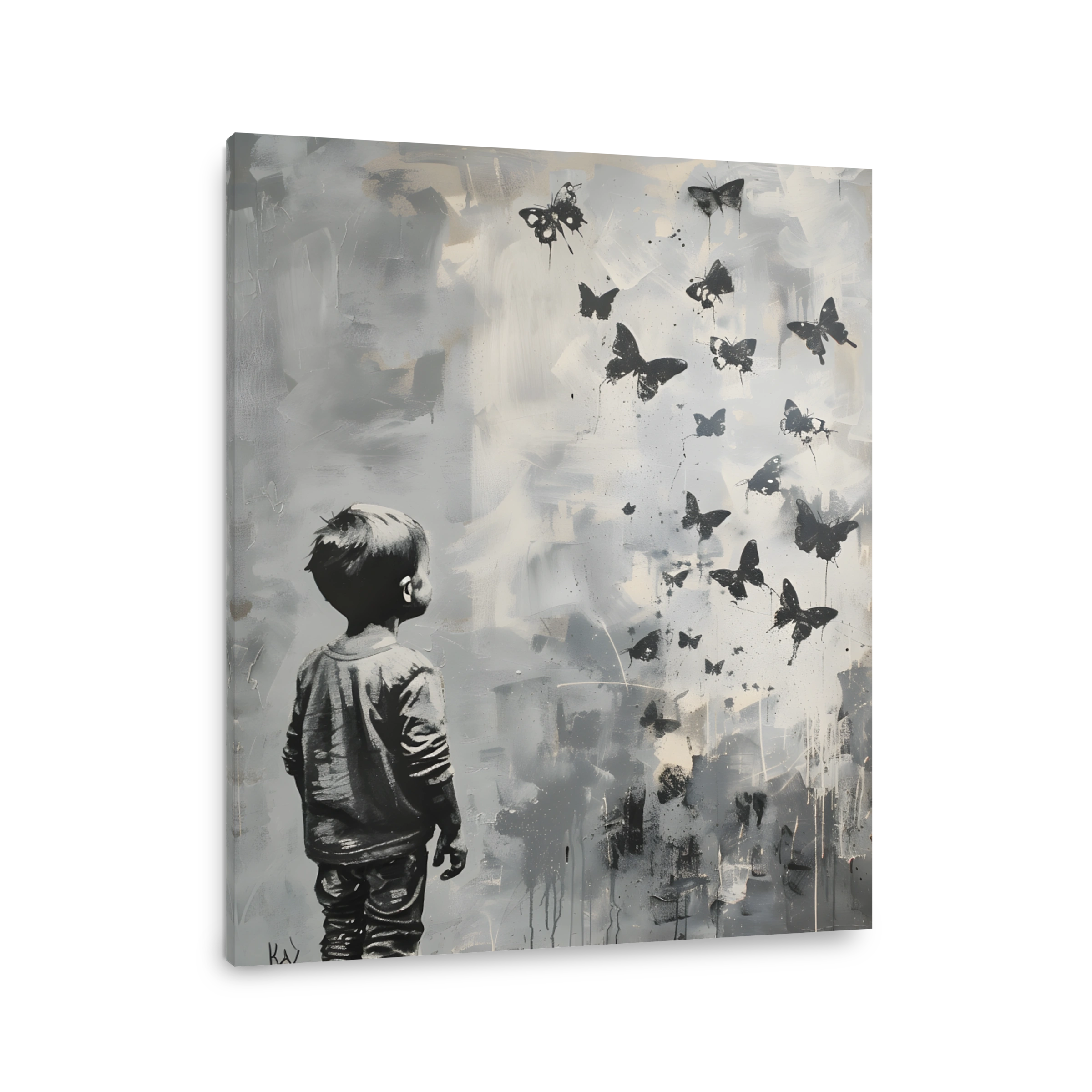 Boy Watching Butterflies Painting