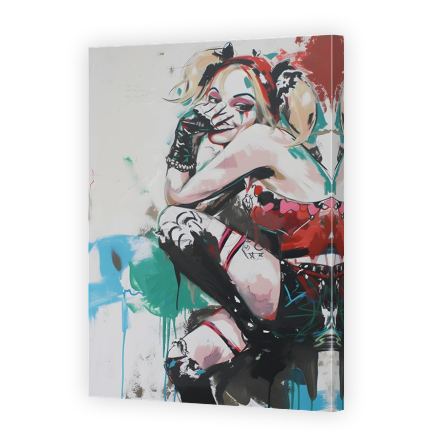 Playful Harley Quinn Acrylic and Spray Paint Art