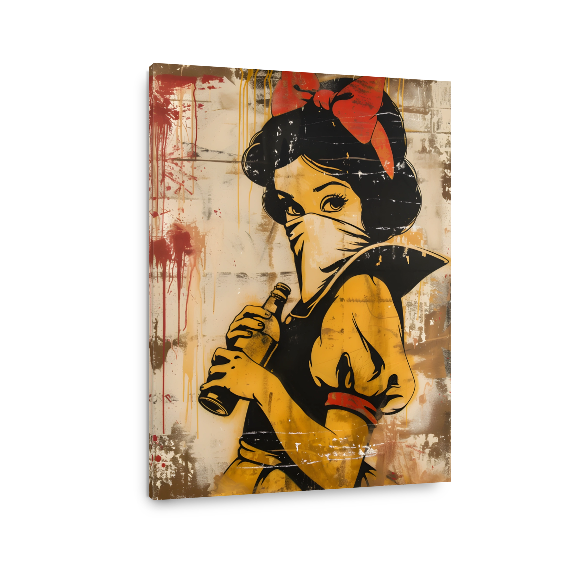 Street Art of Snow White Holding a Bottle