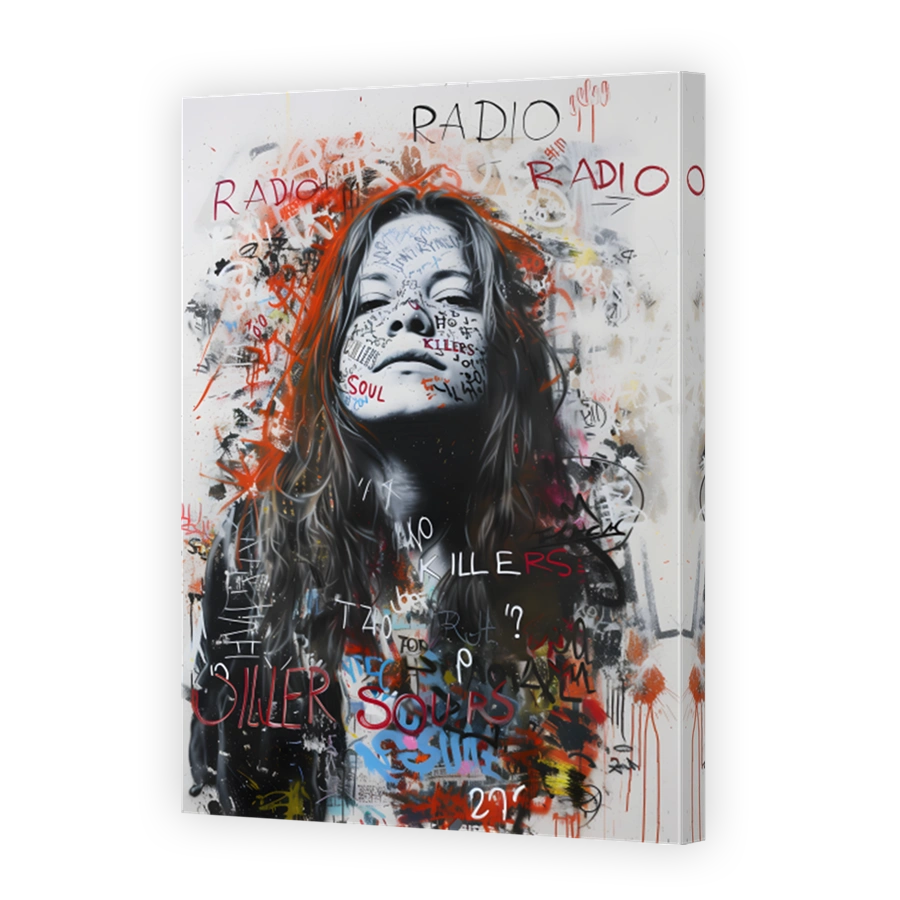 Intense Woman Adorned with Graffiti