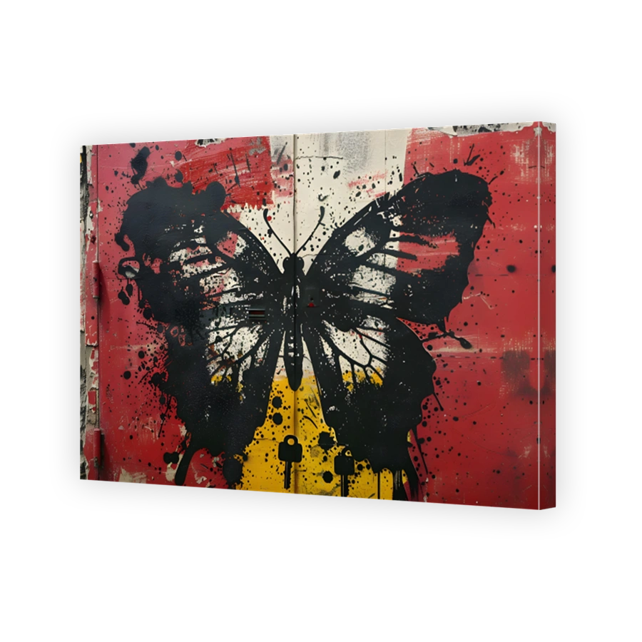 Street art butterfly spray paint on metal