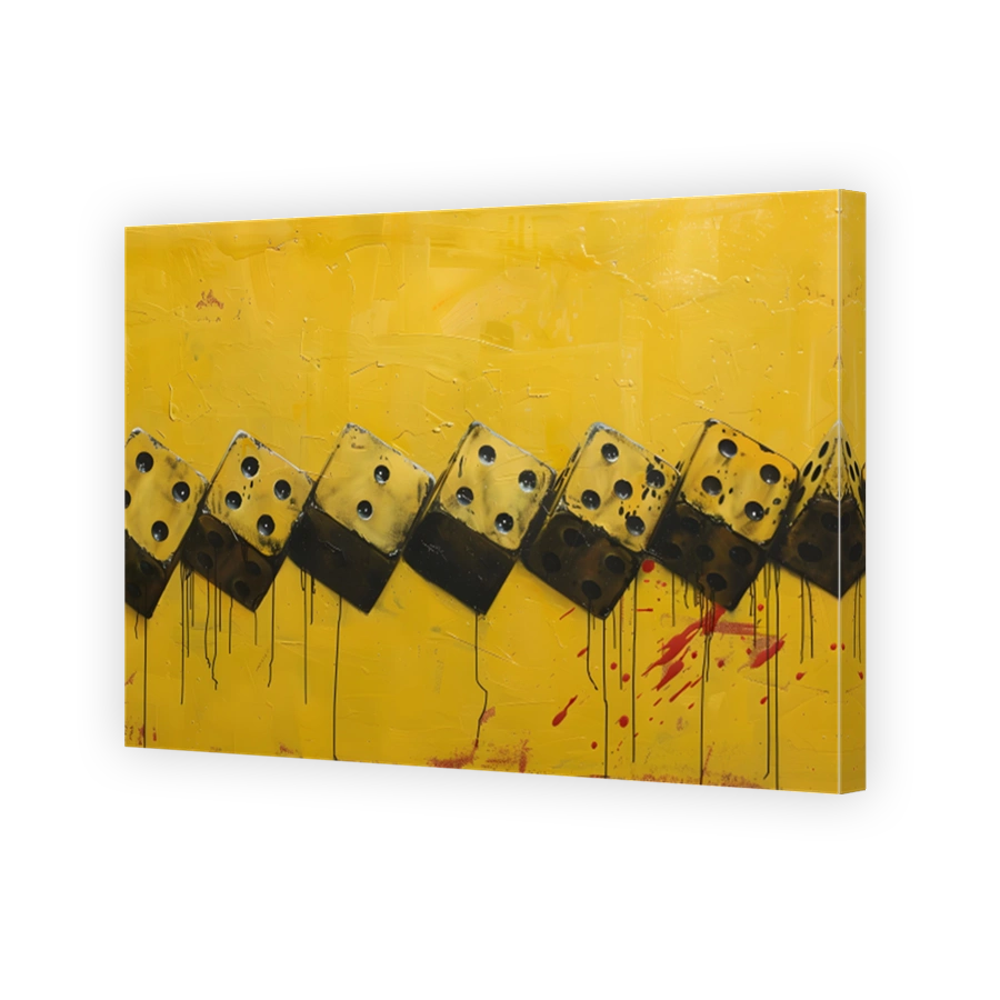 Bold Yellow and Black Dice Canvas Art