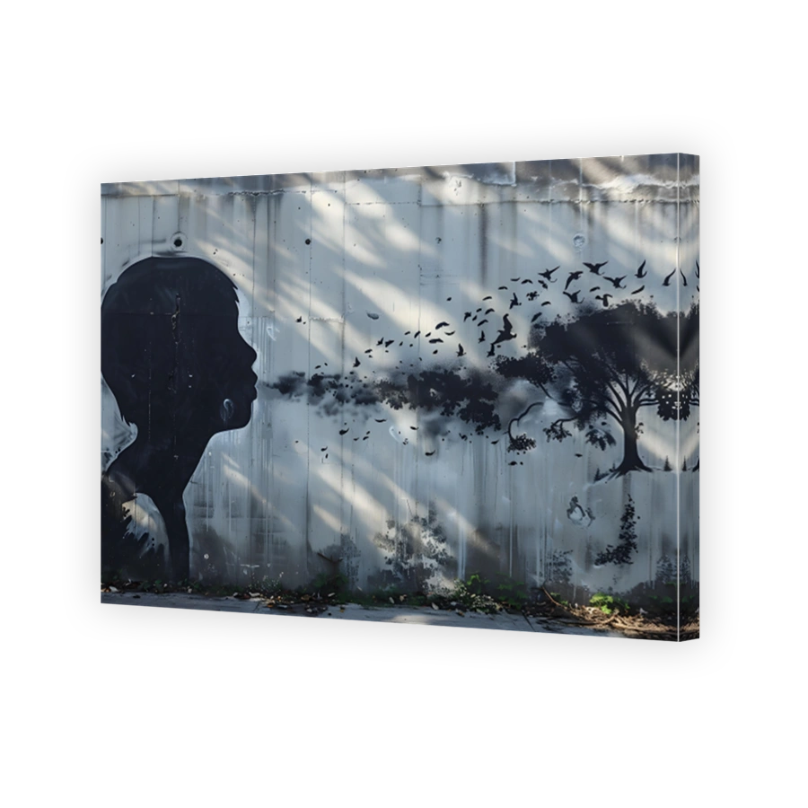 Child Blowing Birds Street Art