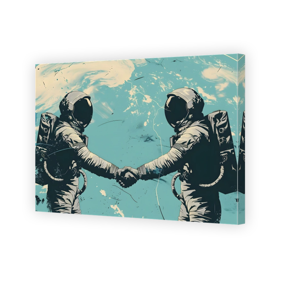 Astronauts Shaking Hands in Space